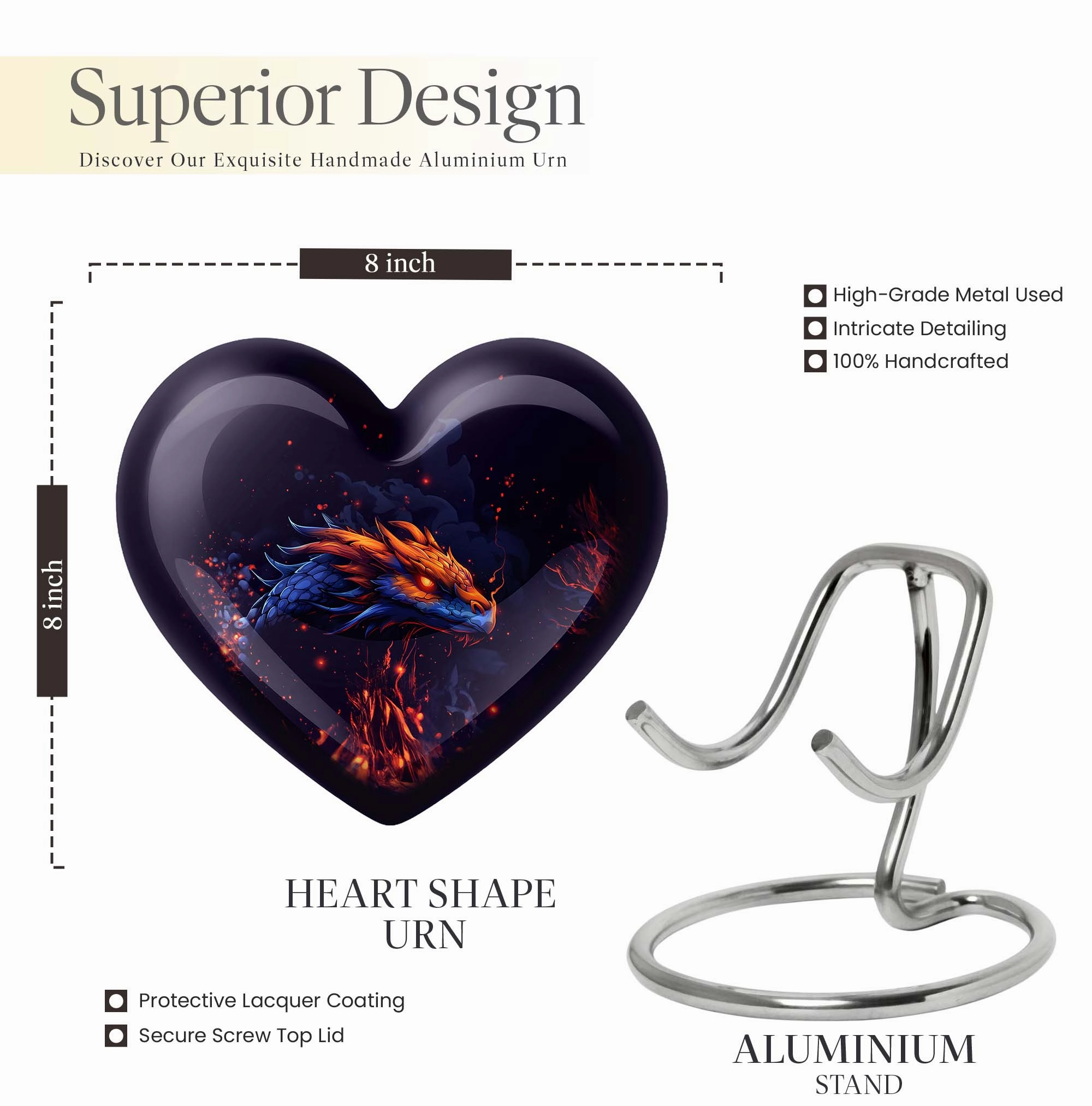 Heartfelt Embrace: Adult Dragon Urn for Cremation Ashes