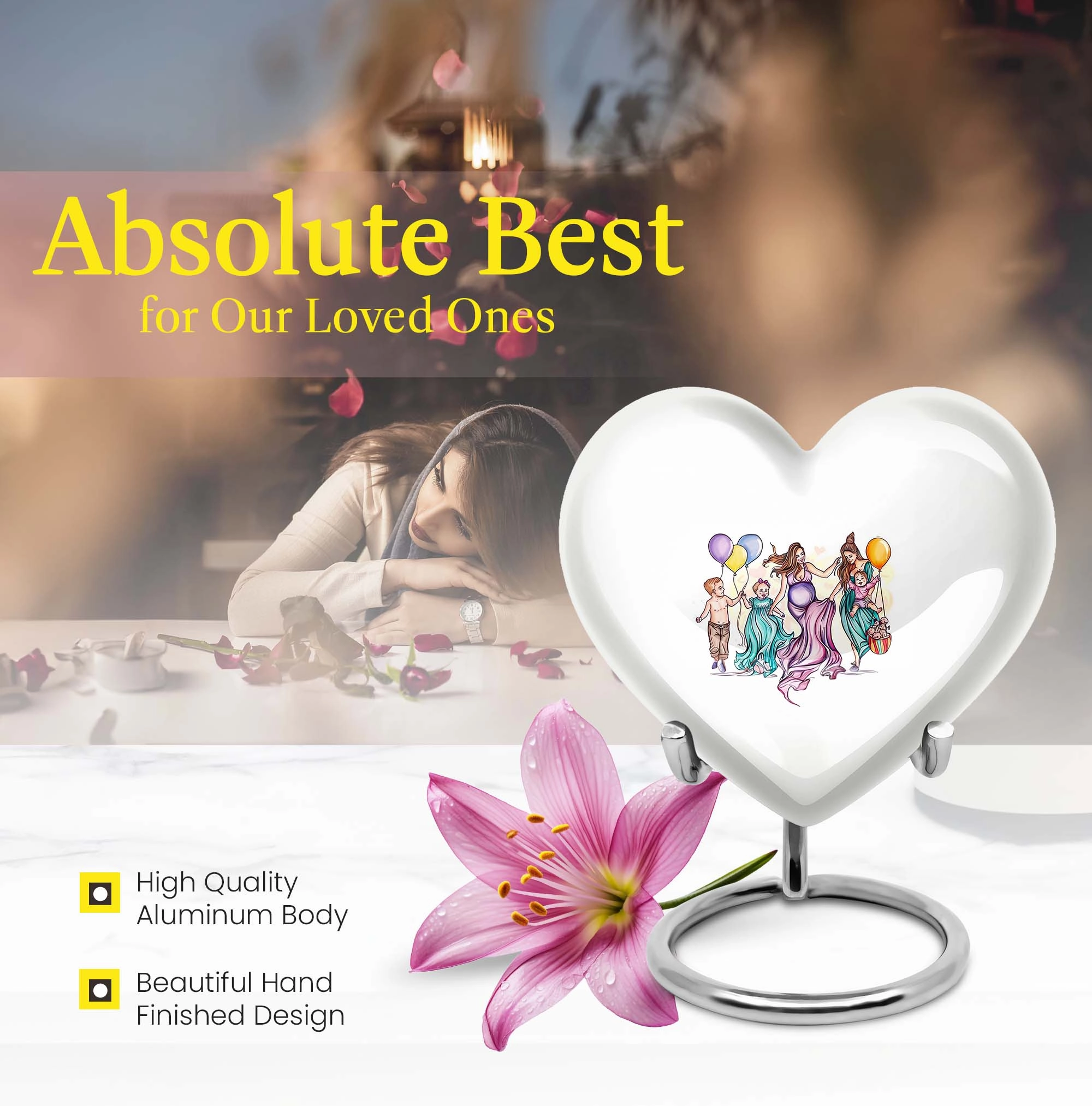 Heartful Remembrance - Mother Urn and Adult Cremation Container