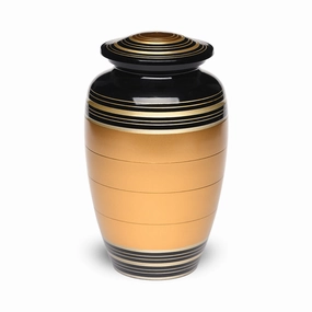 IMPERFECT SELECTION - ADULT - Alloy Urn -6174-   Bronze, Gold & Black Stripes