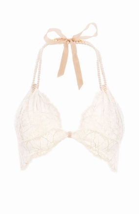 Ivory bralette with pearl strand - Sydney Bra