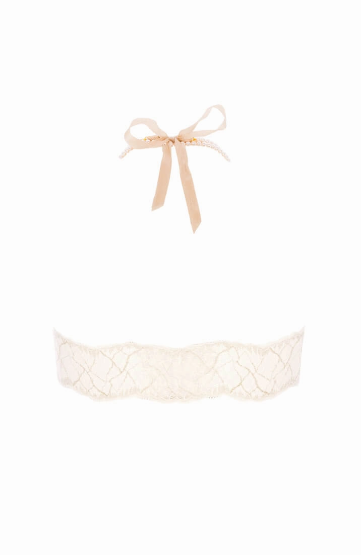 Ivory bralette with pearl strand - Sydney Bra