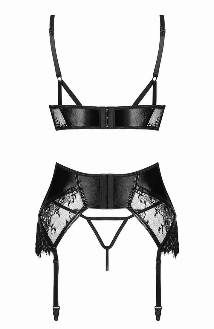 Lace & wet look lingerie set - Lyla