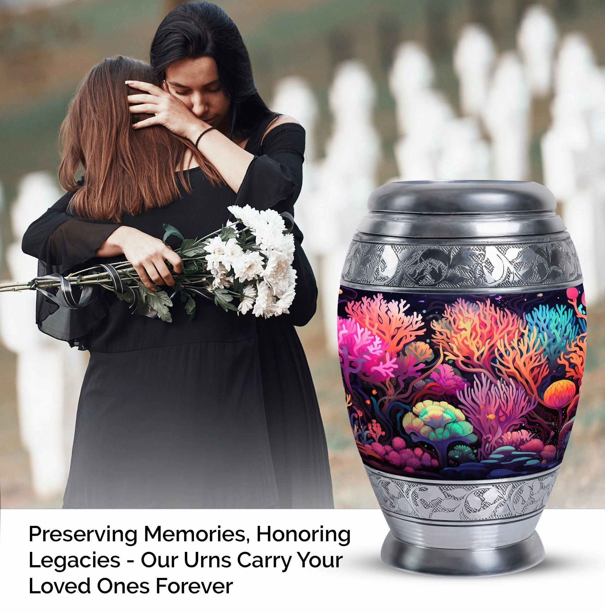 Large Monar Urn: An Aluminium, Mountain Mini Memorial For Human Ashes with Customization