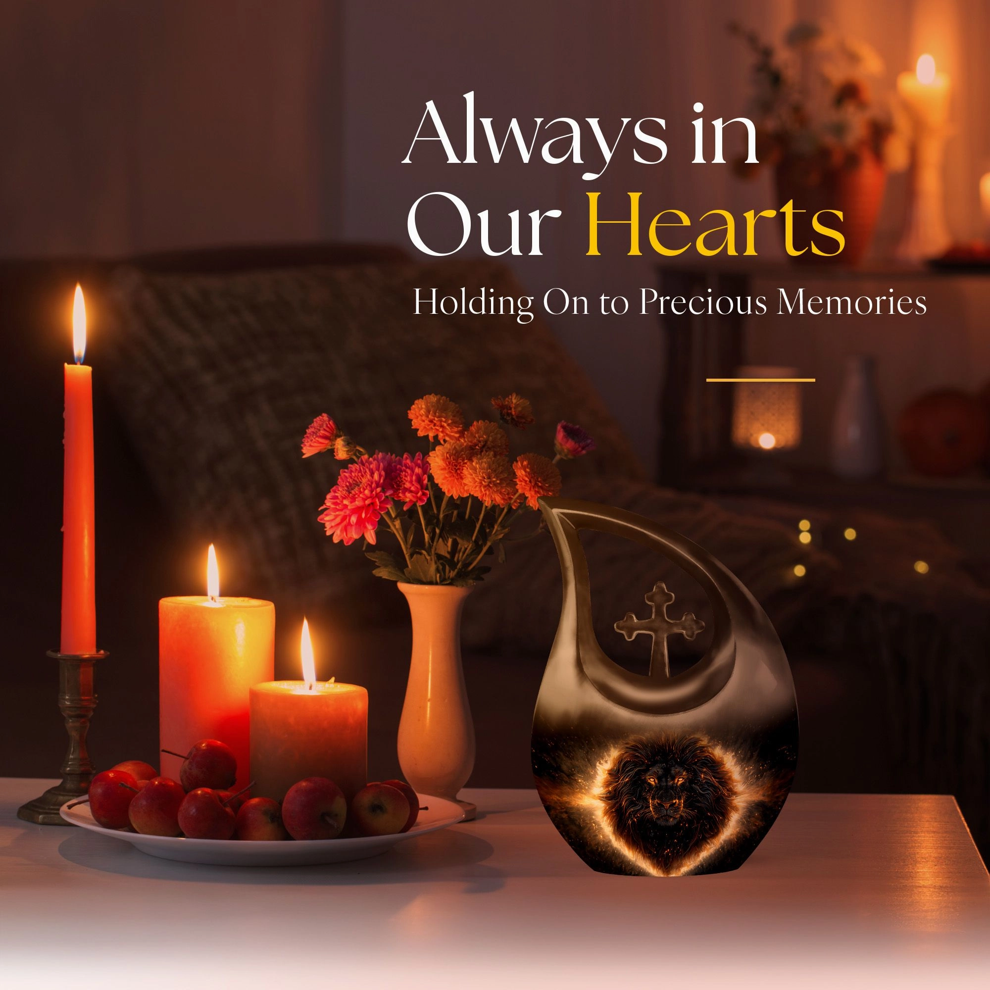 Lion  Memorial Urn -Large Urn For Adult Human Ashes
