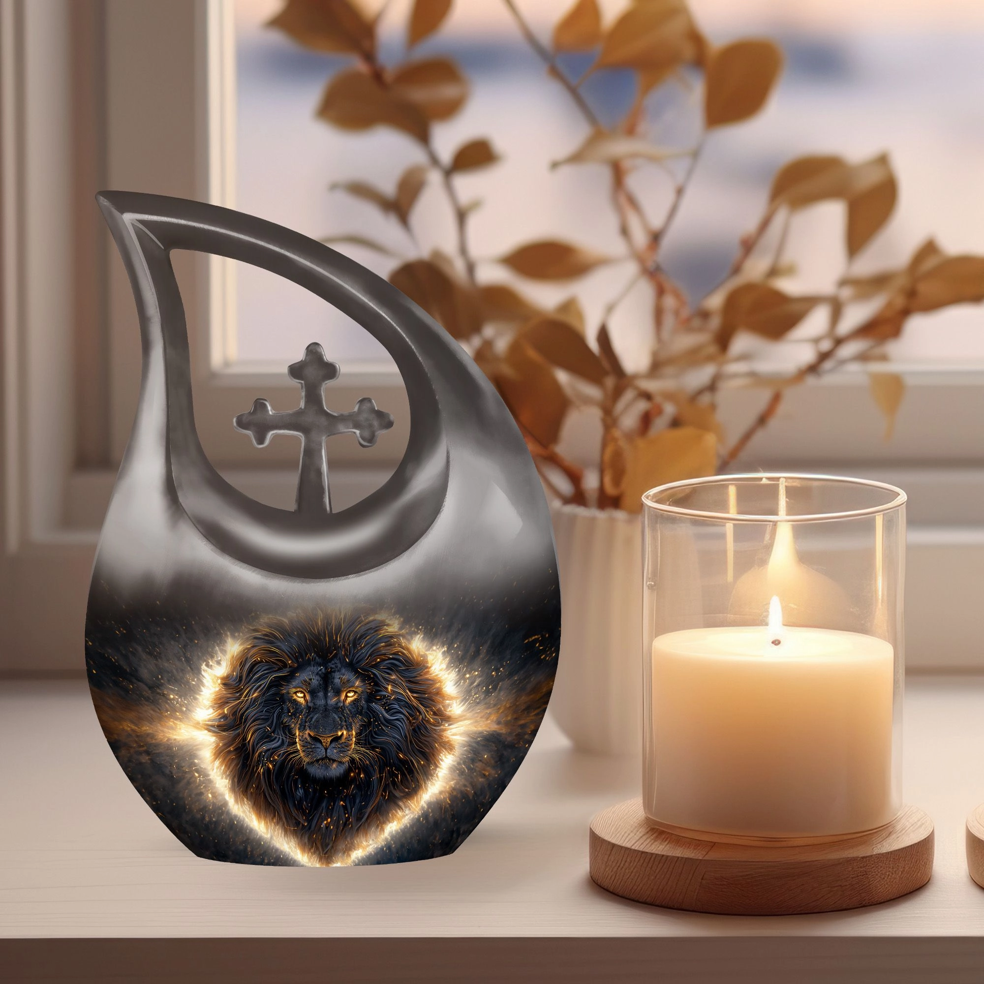 Lion  Memorial Urn -Large Urn For Adult Human Ashes