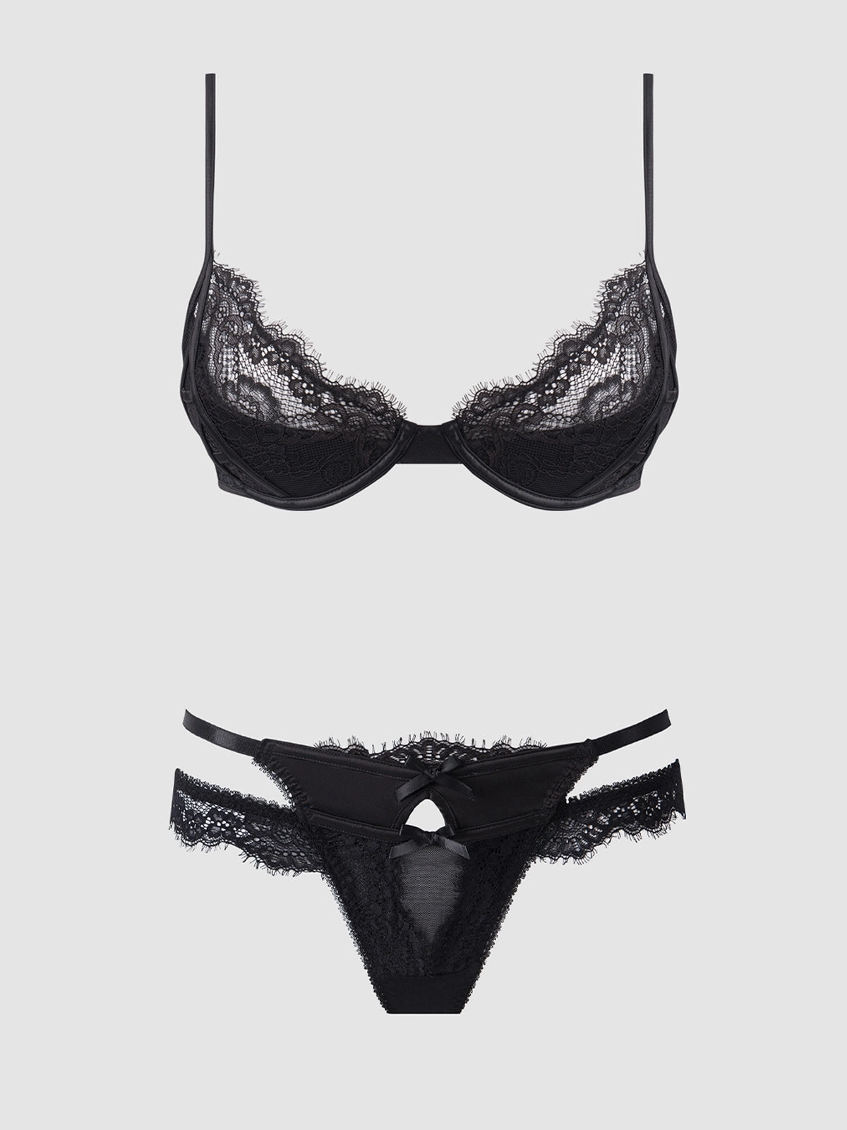 Madeline Satin & Lace Push Up Bra & G-String Set