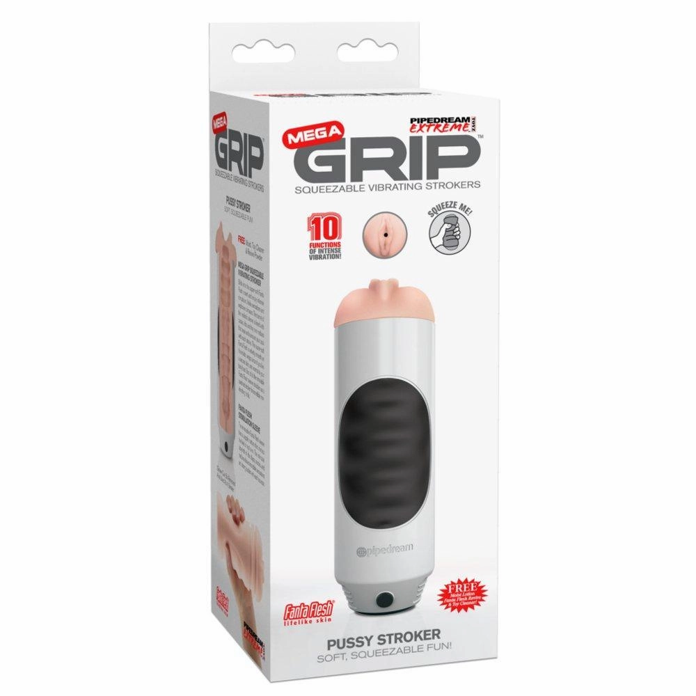 Mega Grip Squeezable Vibrating Pussy Stroker