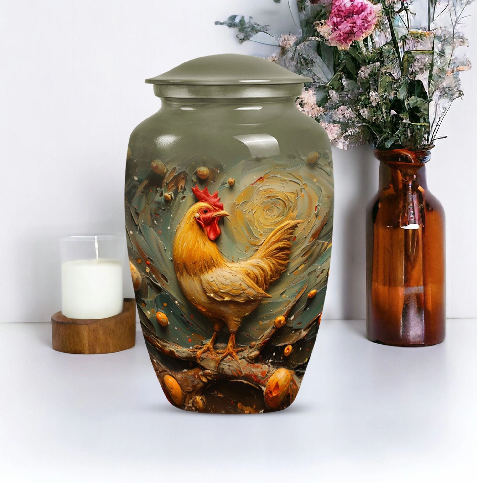 Memorial Farewell Chicken Urn - Suitable for Adult Remains,