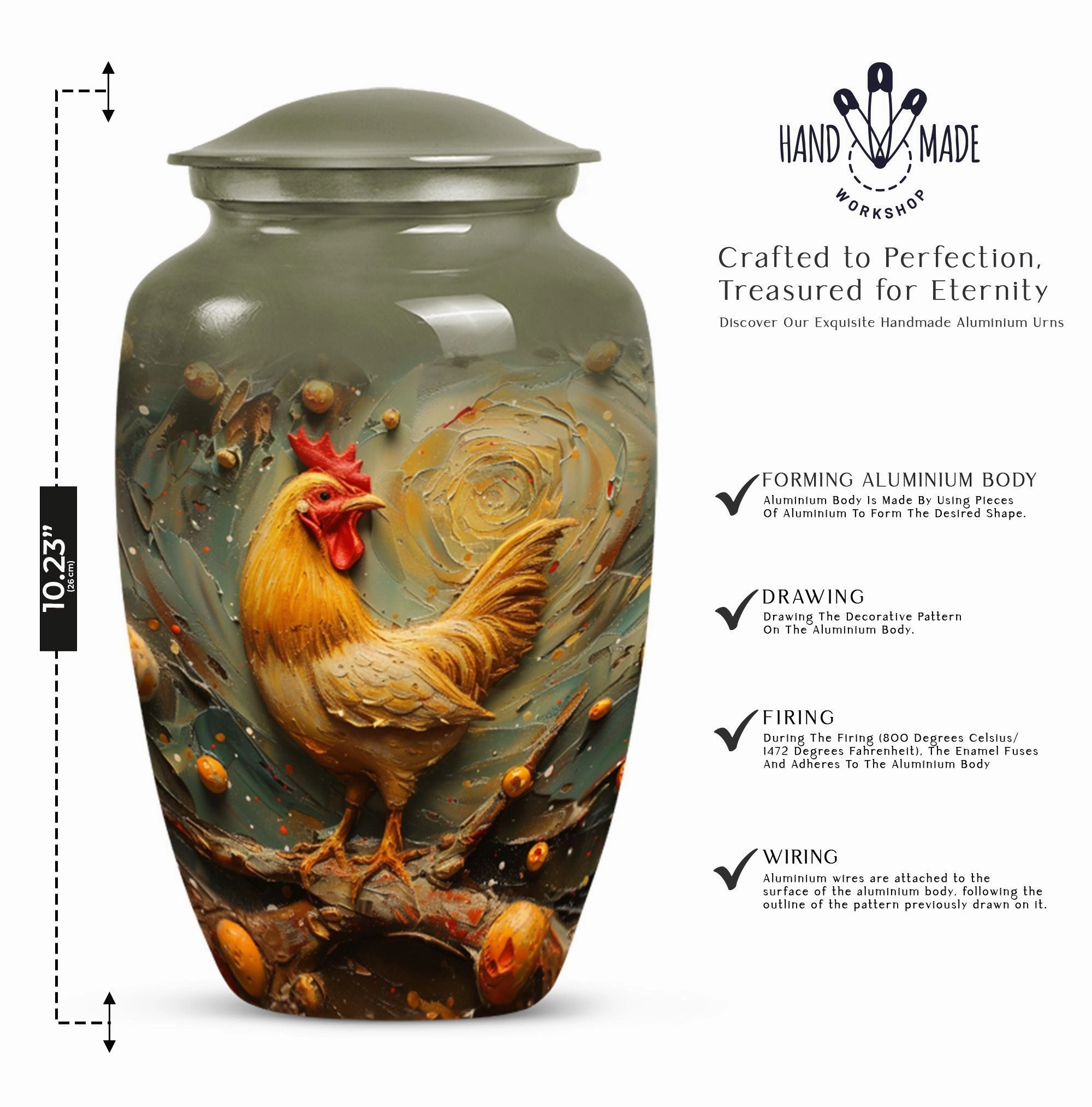 Memorial Farewell Chicken Urn - Suitable for Adult Remains,