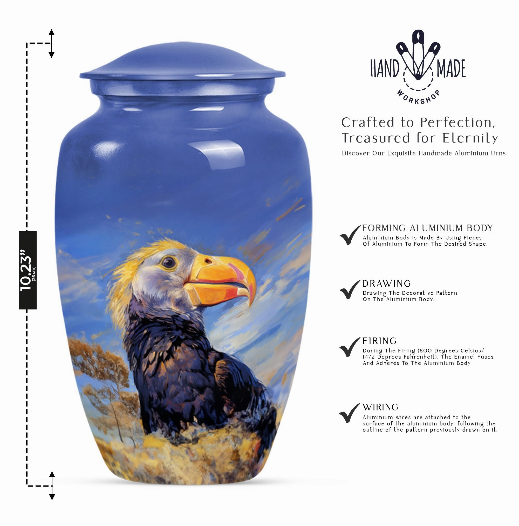 Memorial Puffin Bird Cremation Urn: Container For Human Ashes