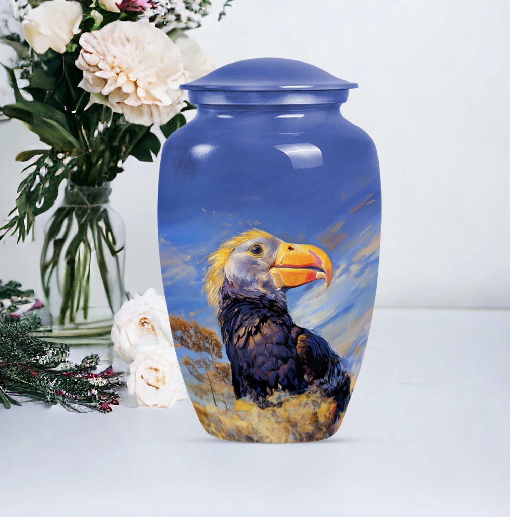 Memorial Puffin Bird Cremation Urn: Container For Human Ashes