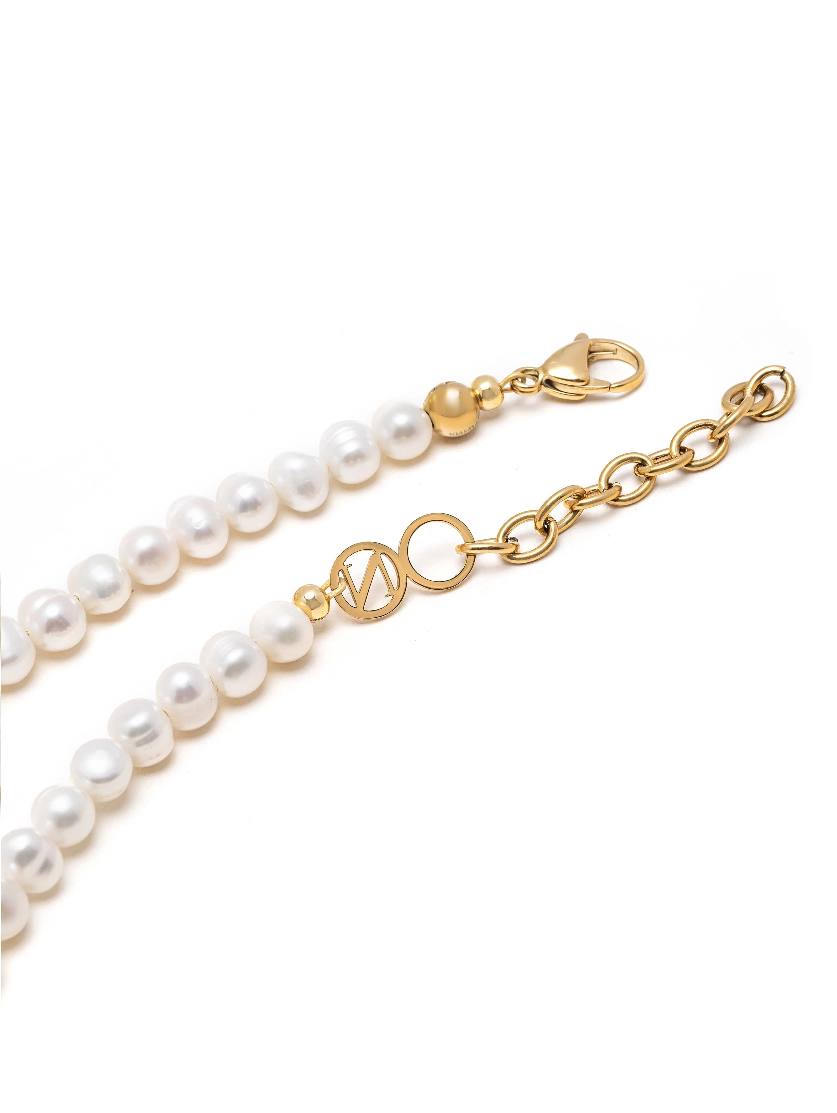Men's Cross Pearl Choker with Evil Eyes