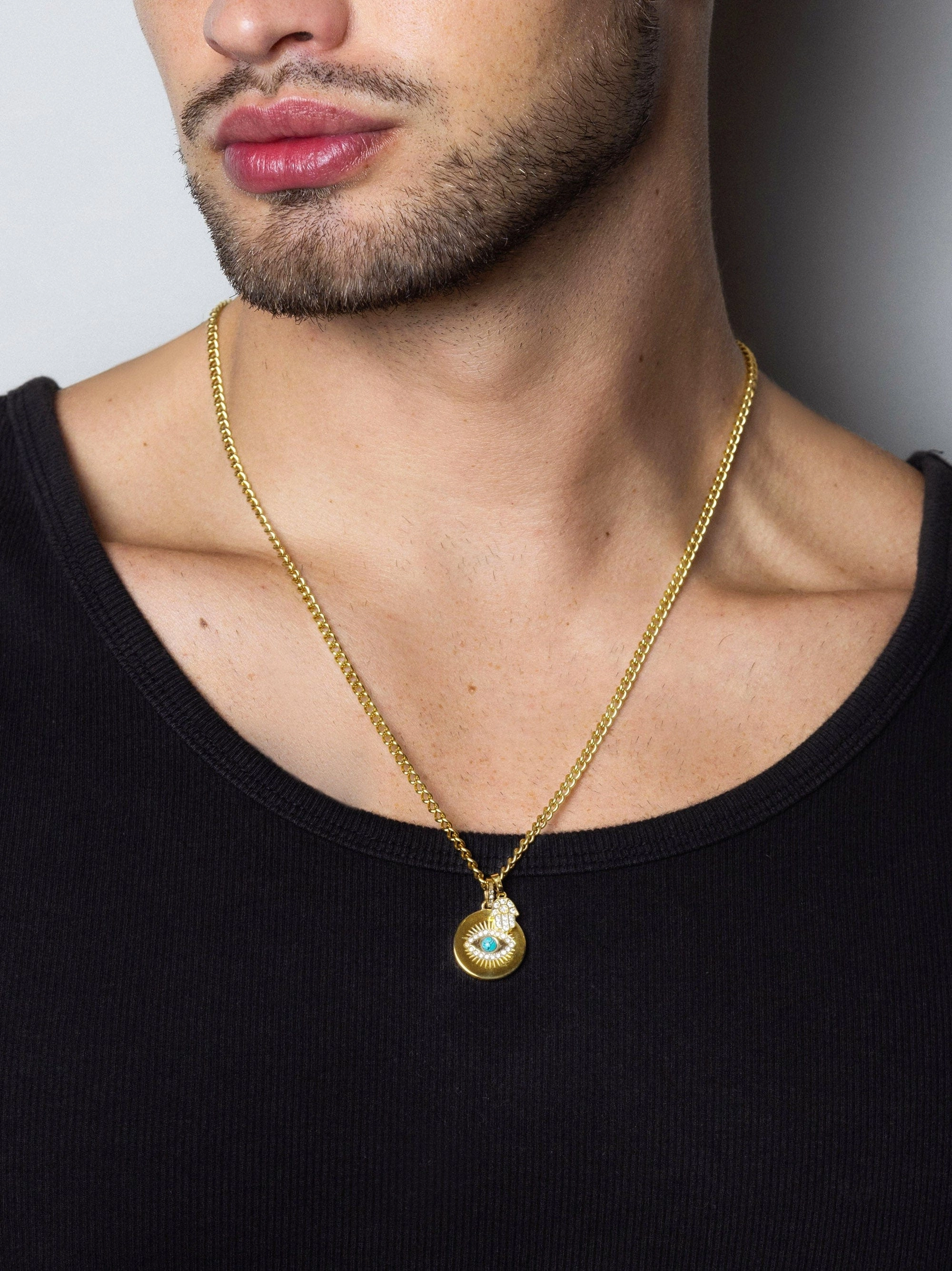 Men's Evil Eye and Hamsa Hand Necklace