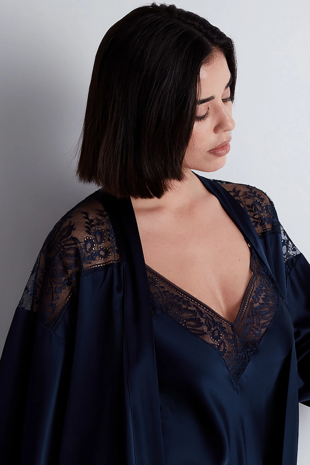 Midnight Whisper Silk Kimono Evening Blue