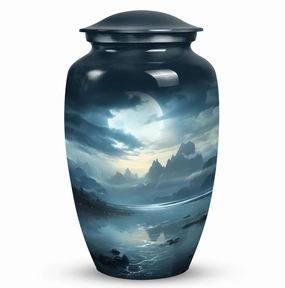 Moonlit Memorial Metal Urns: Large Funeral Ash Holders for Adults