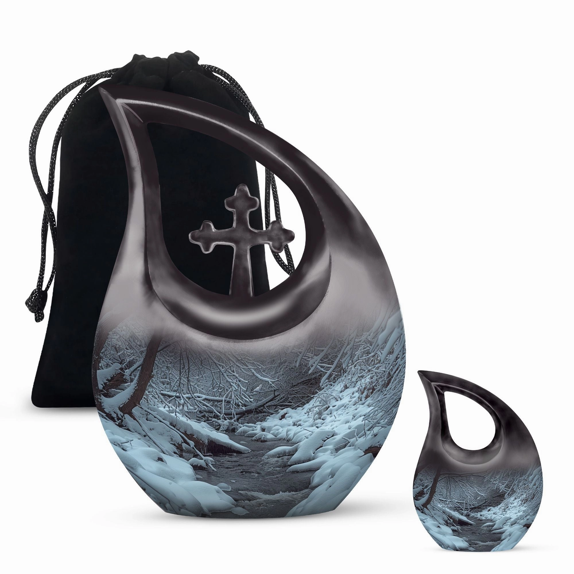 Mountains Urn :  Container For Cremated Adult Human Ashes