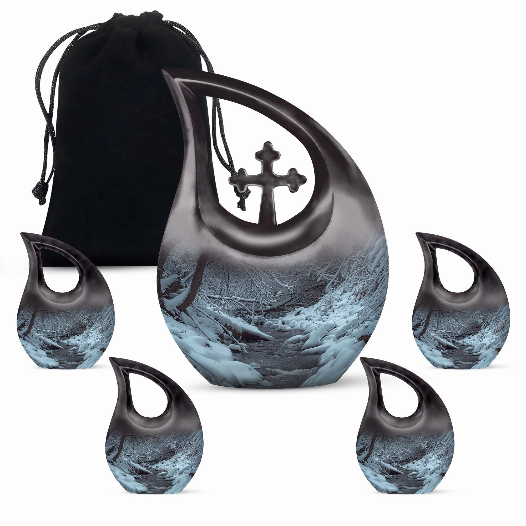 Mountains Urn :  Container For Cremated Adult Human Ashes