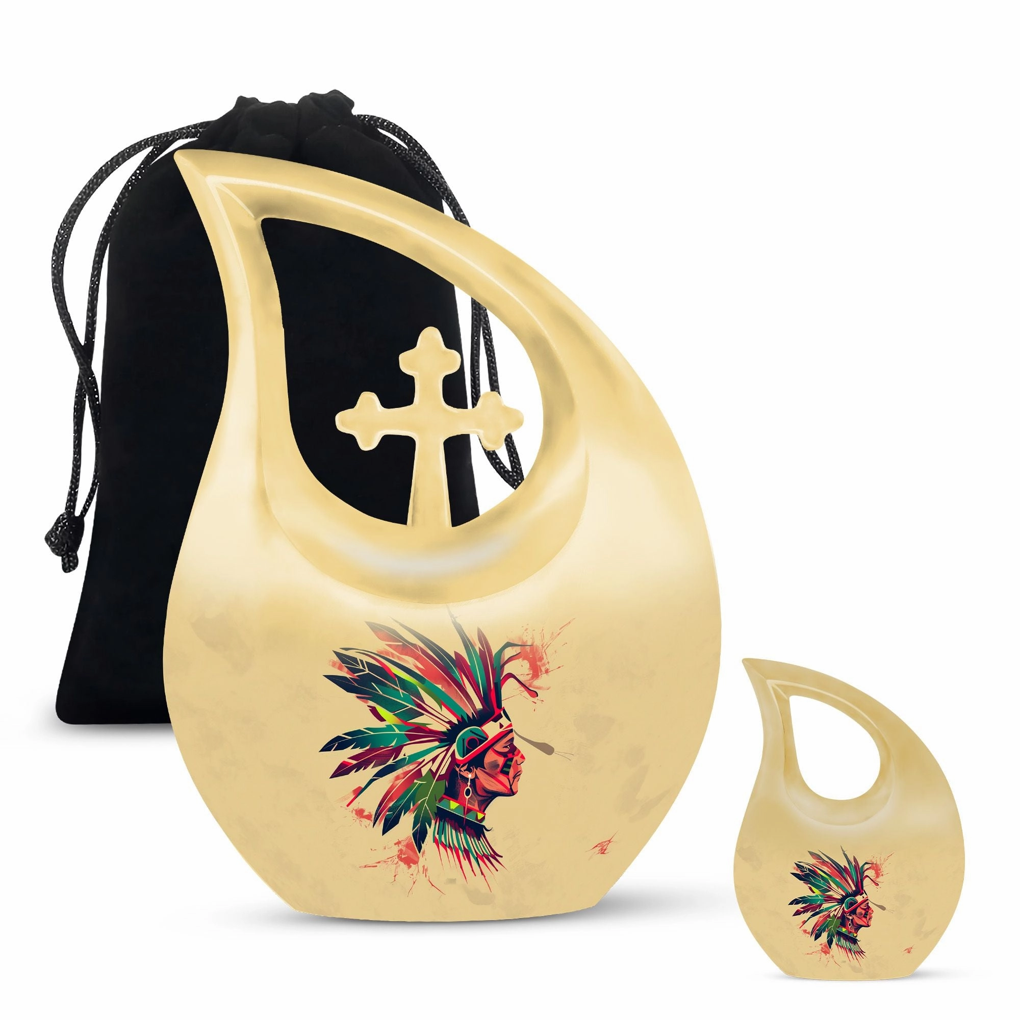 Native American Urn, Container For Cremated Adult Human Ashes