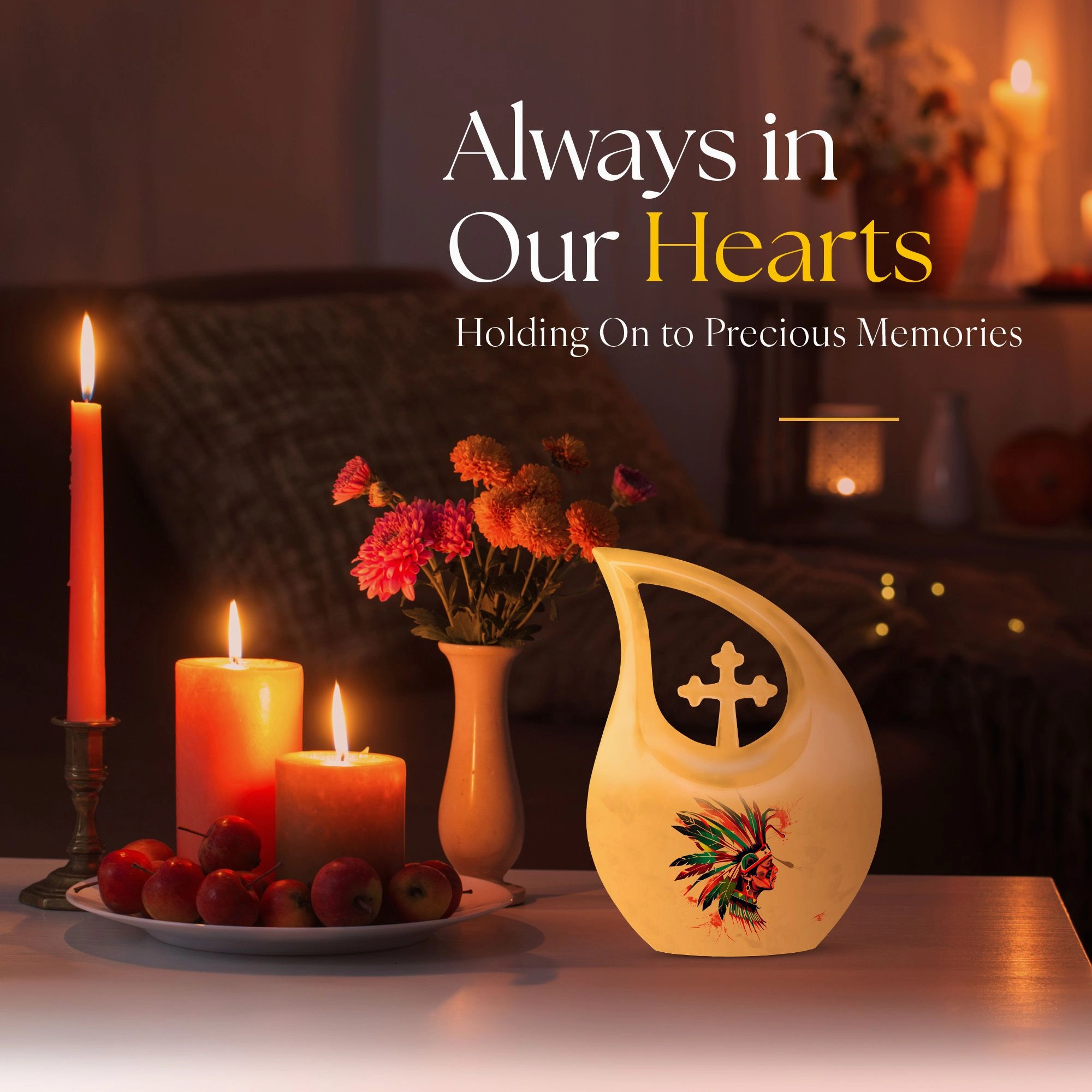 Native American Urn, Container For Cremated Adult Human Ashes