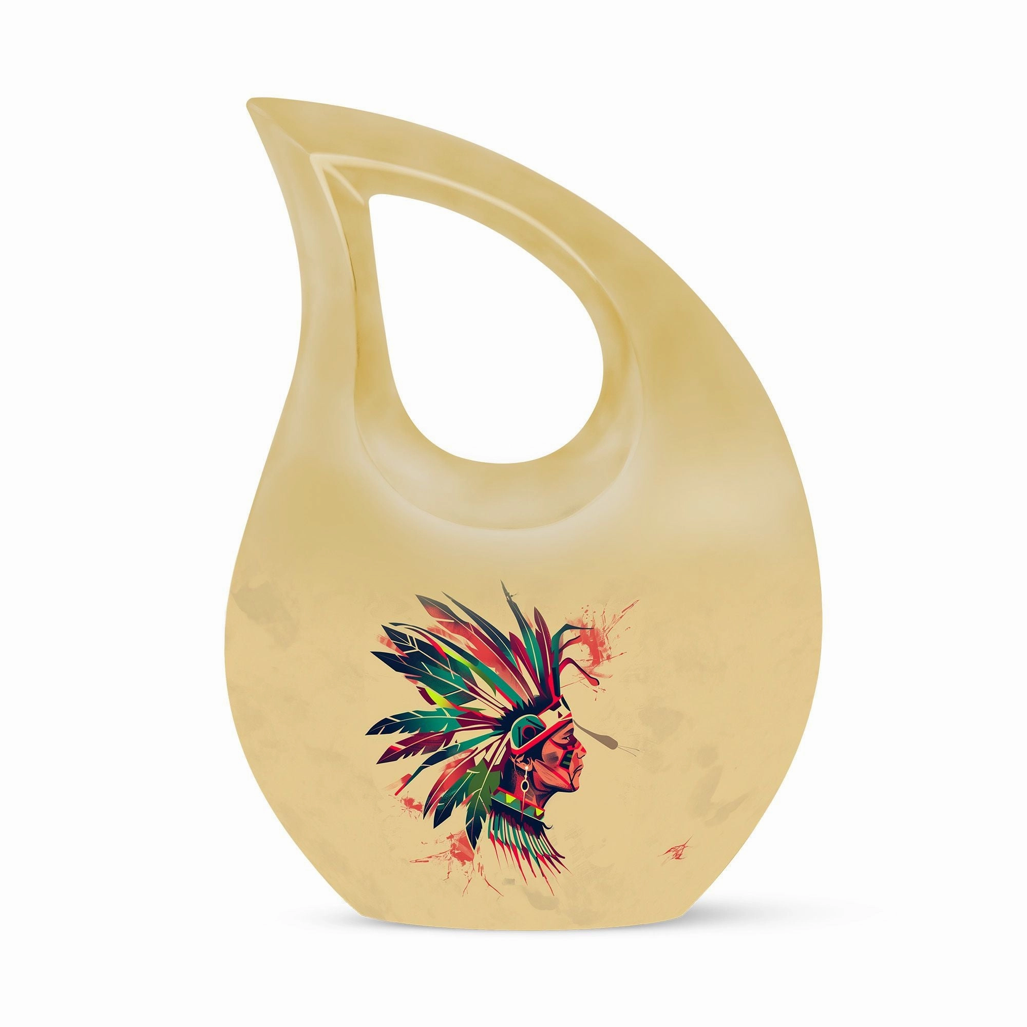 Native American Urn, Container For Cremated Adult Human Ashes