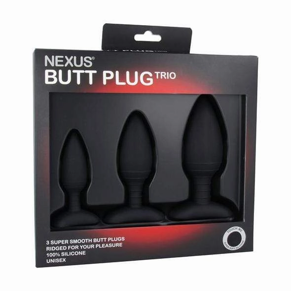 Nexus - Unisex Silicone Butt Plug Trio (Black)