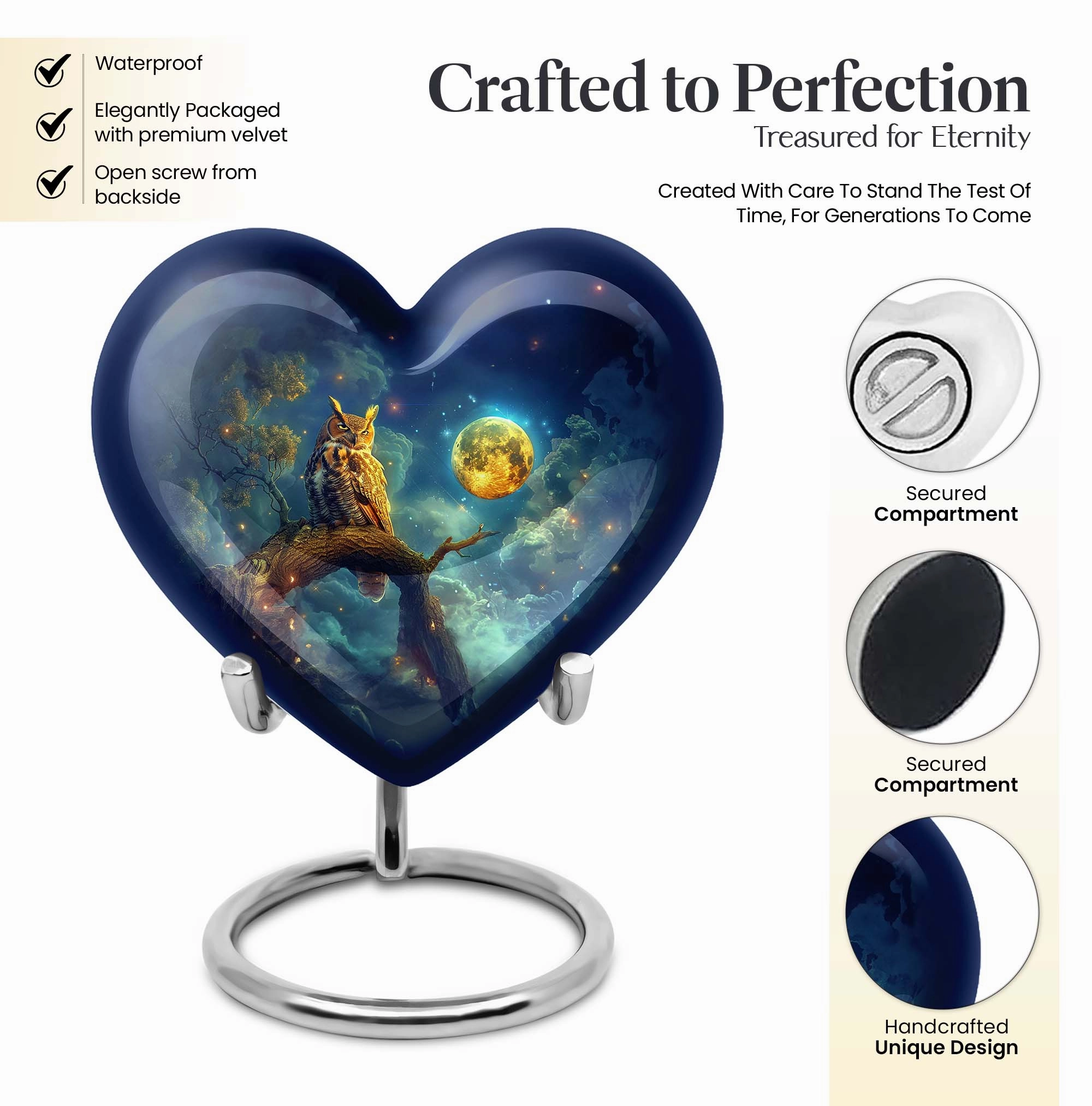 Owl Cremation Urn: Memorial Urn for Adult Male Ashes
