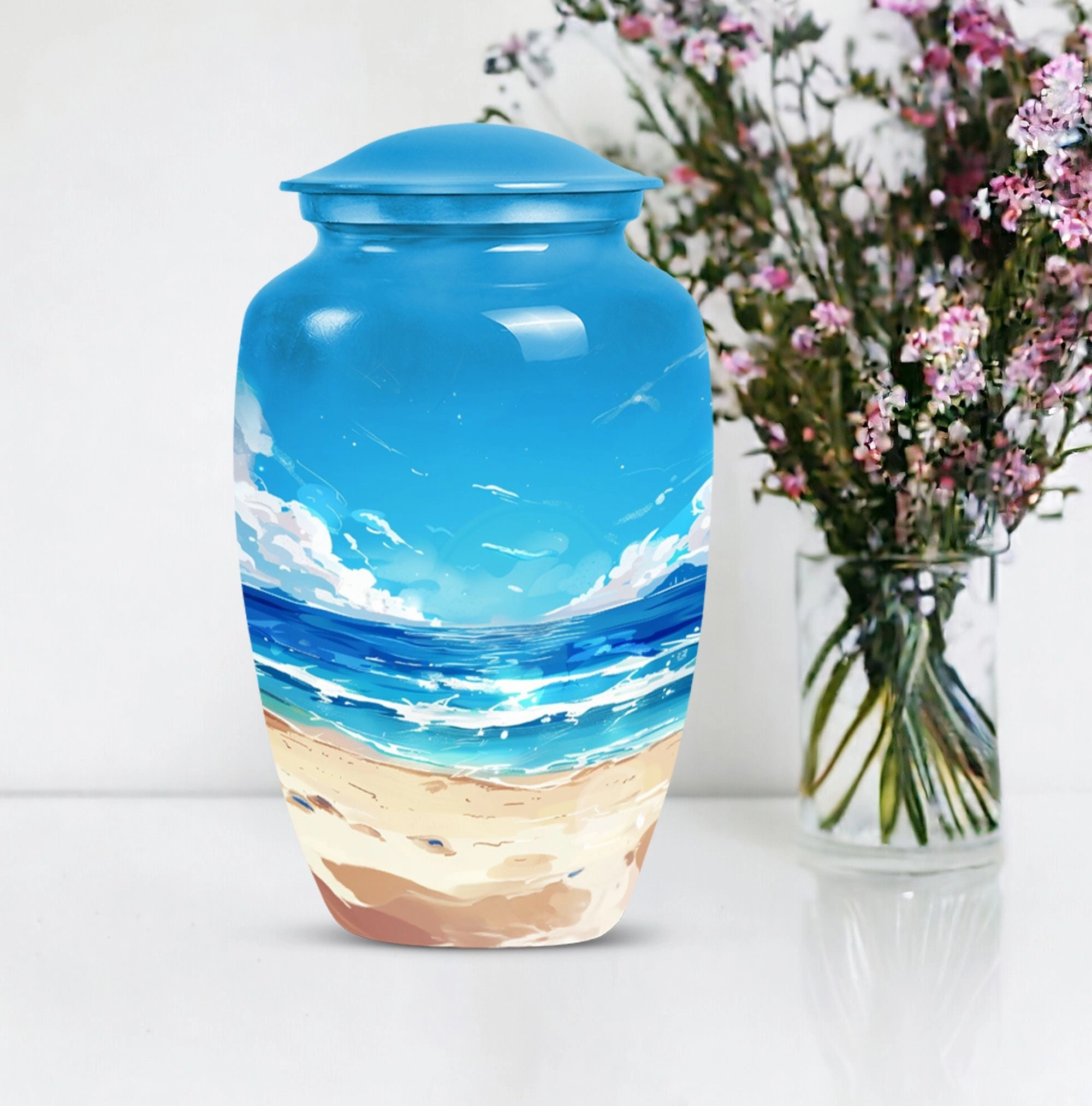 Peaceful Shoreline - Beach Urn for Timeless Cremation Medium Urn