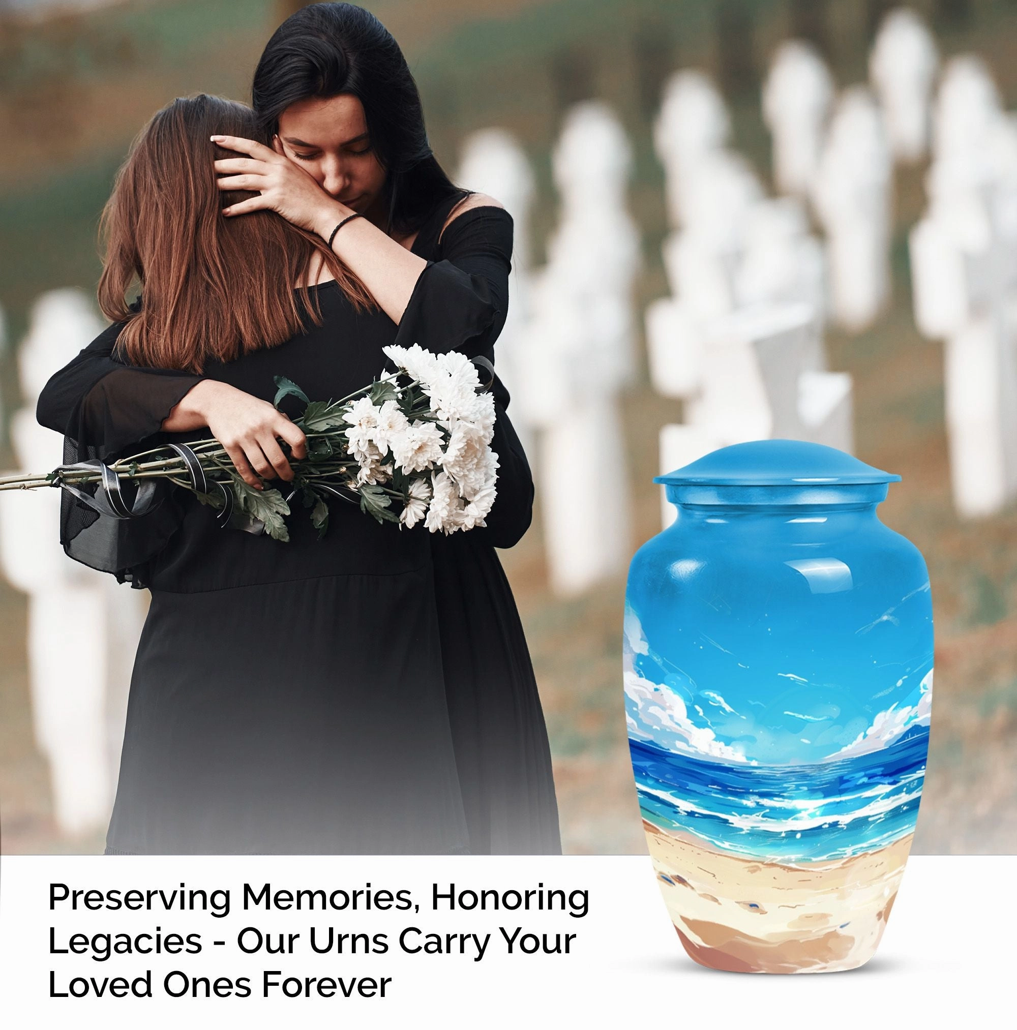 Peaceful Shoreline - Beach Urn for Timeless Cremation Medium Urn