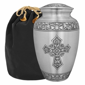 Pewter Cross Adult Cremation Urn for Human Ashes