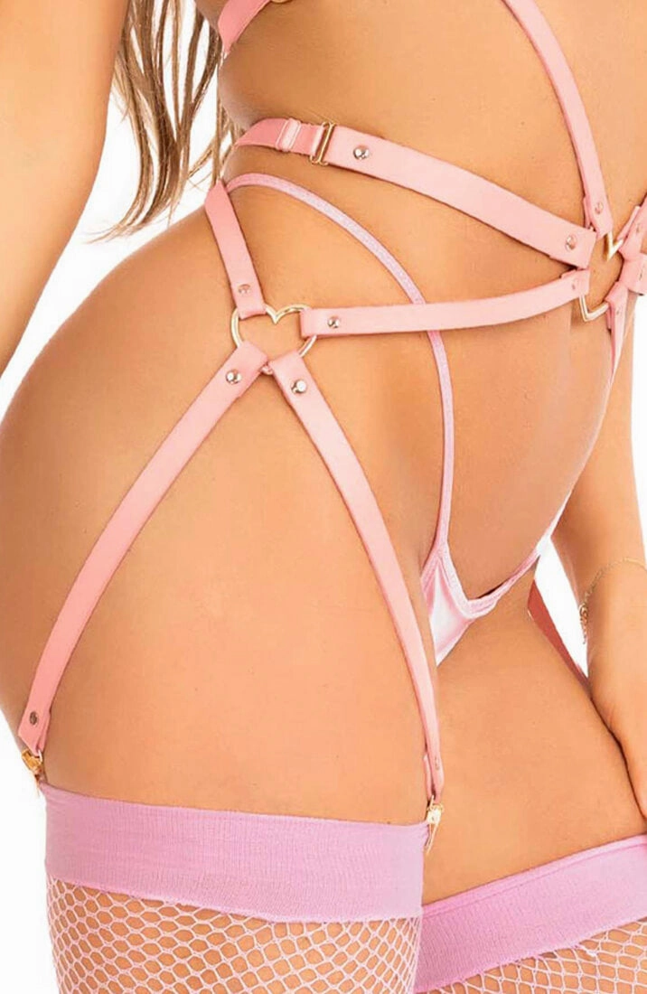 Pink body harness lingerie - Bondage Doll