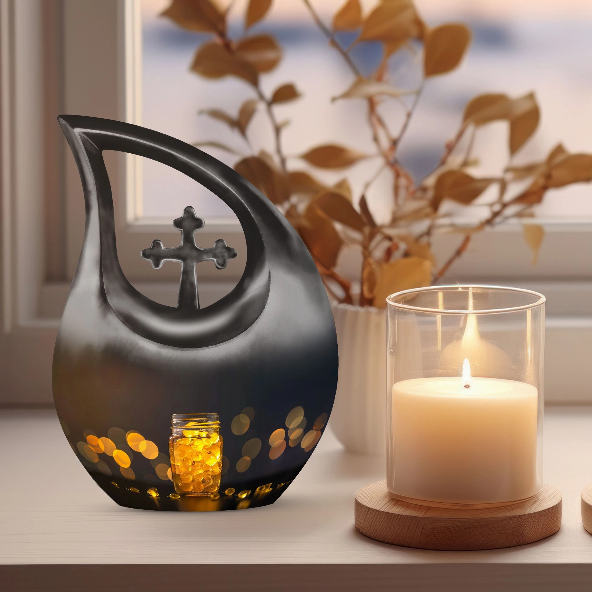 Pot Urn :  Container For Cremated Adult Human Ashes