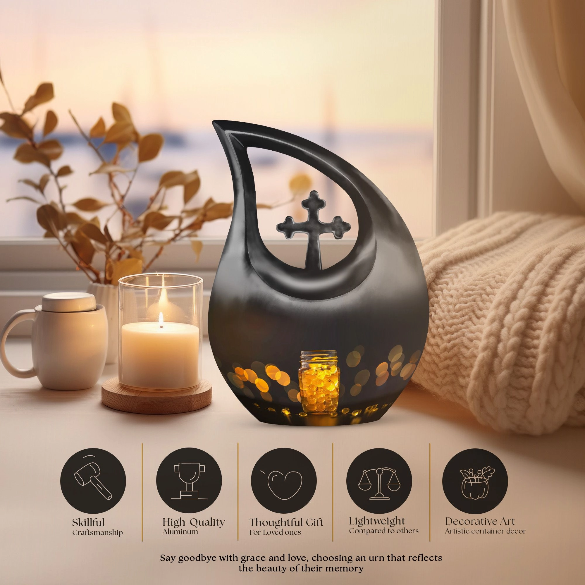 Pot Urn :  Container For Cremated Adult Human Ashes