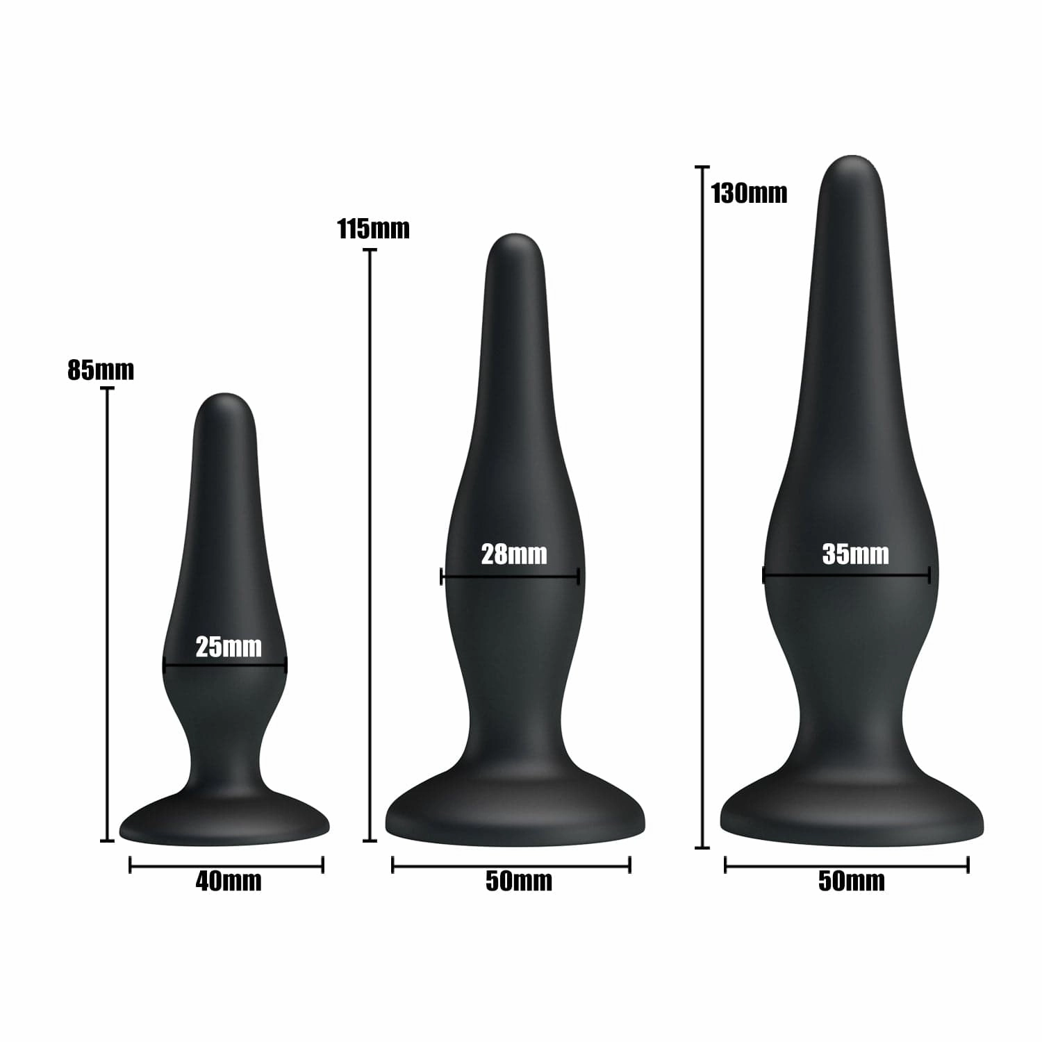 Pretty Love - Silicone Butt Plug Set (Black)