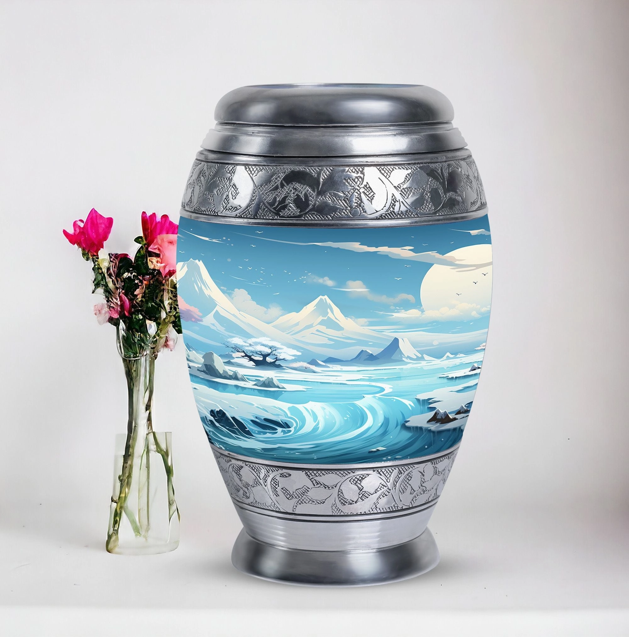Puff Clouds Funeral Urn for Mother: Large Adult Urn for Cremation Ashes