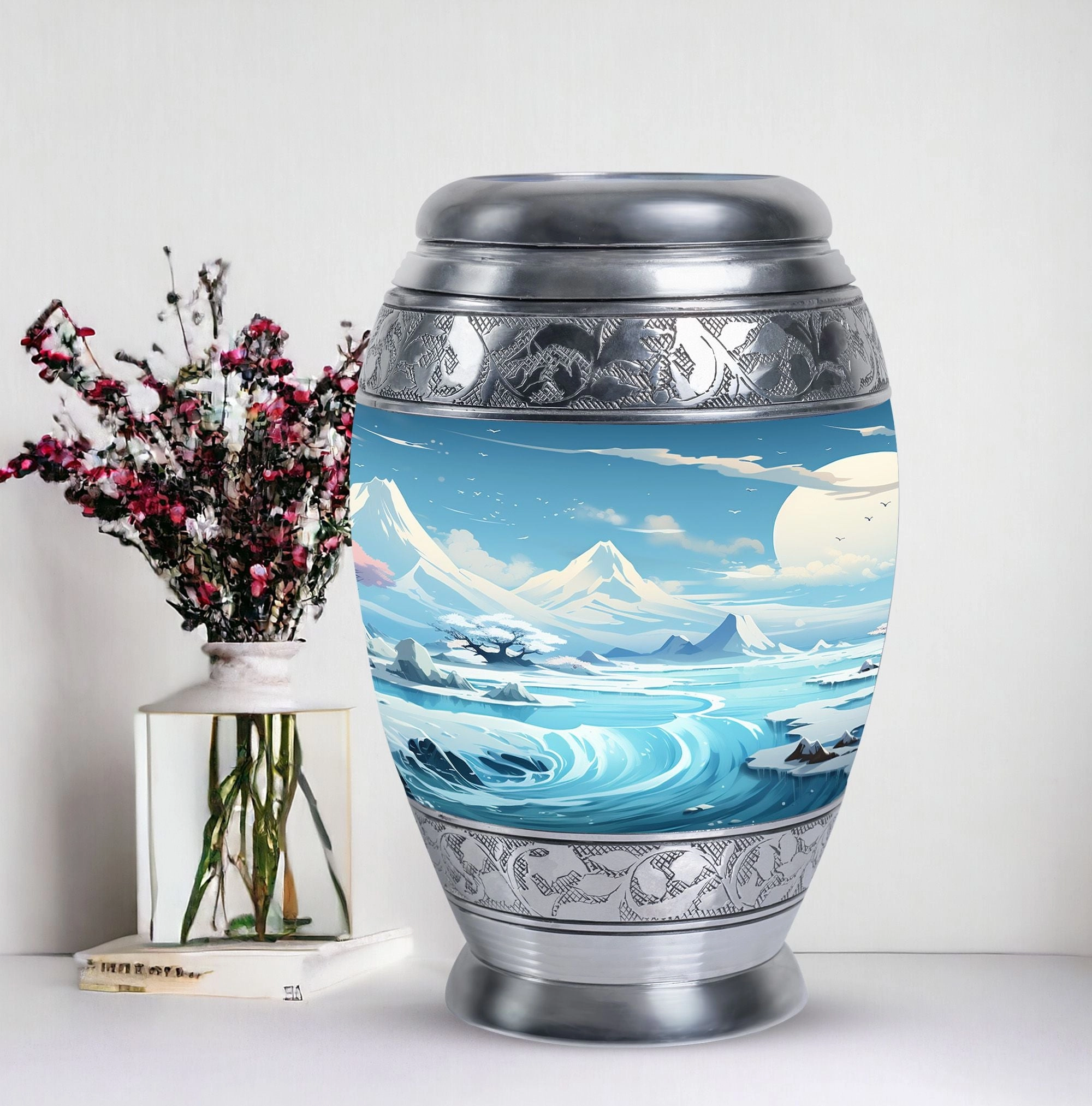 Puff Clouds Funeral Urn for Mother: Large Adult Urn for Cremation Ashes