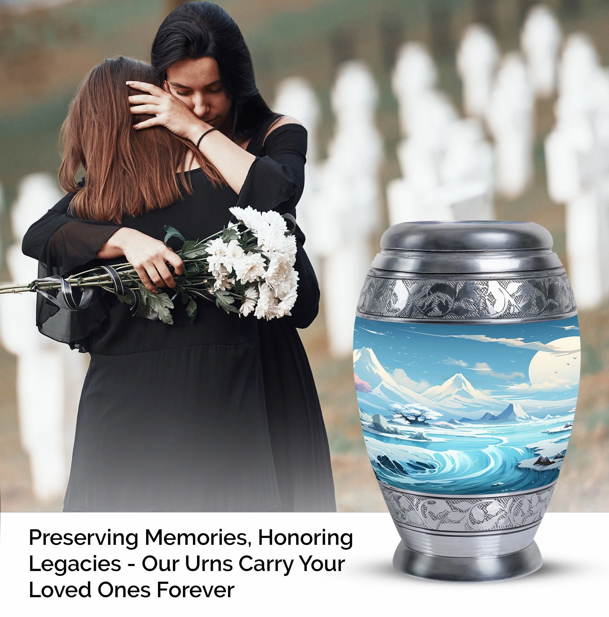 Puff Clouds Funeral Urn for Mother: Large Adult Urn for Cremation Ashes