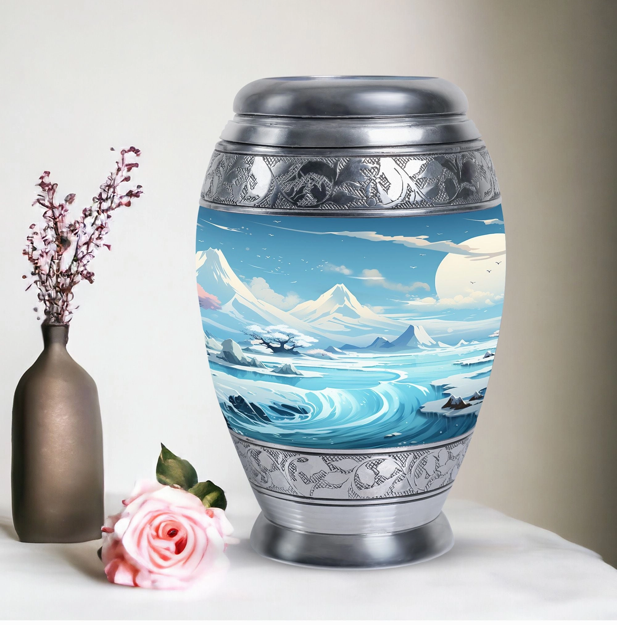 Puff Clouds Funeral Urn for Mother: Large Adult Urn for Cremation Ashes