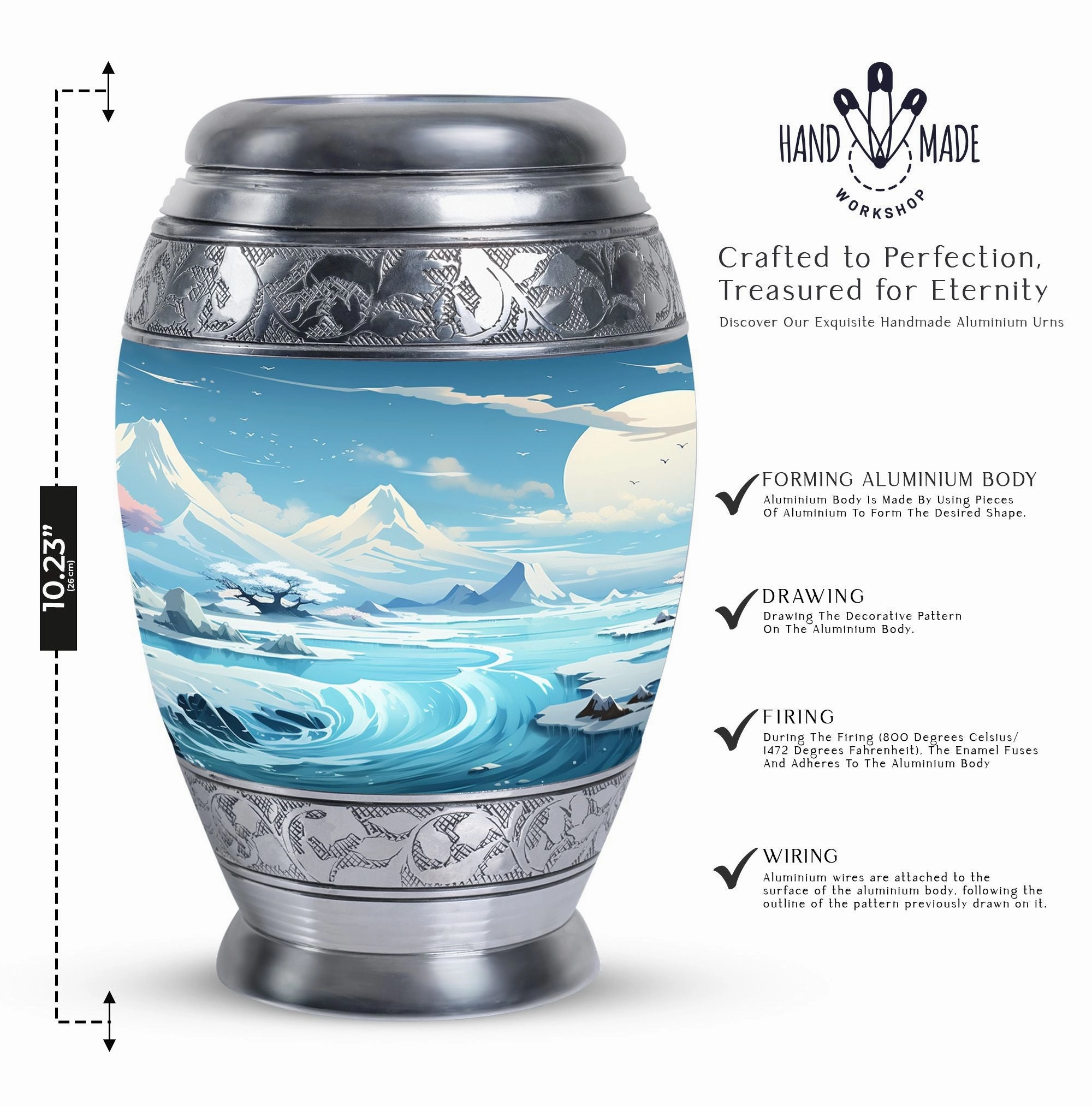 Puff Clouds Funeral Urn for Mother: Large Adult Urn for Cremation Ashes