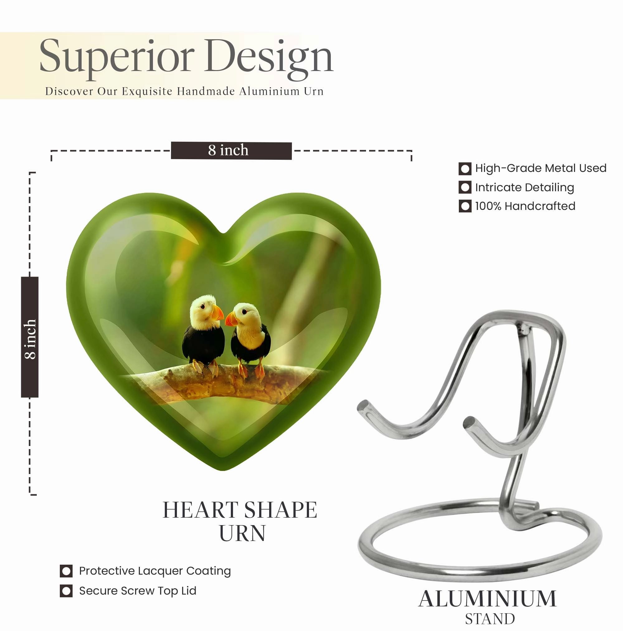 Puffin Bird Tribute - Exquisite Adult Cremation Urn For Ashes