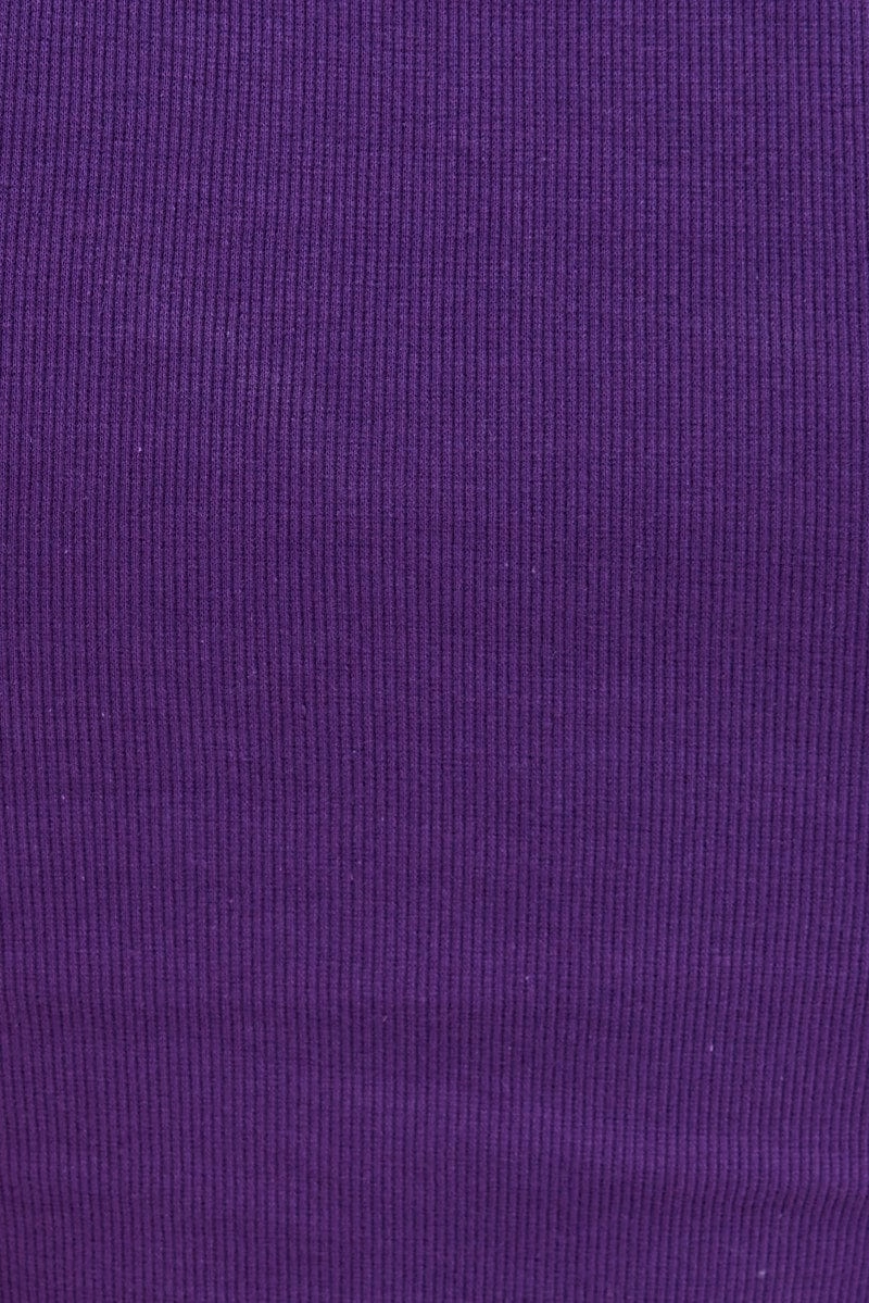 Purple Bodycon Dress Sleeveless Midi Rib