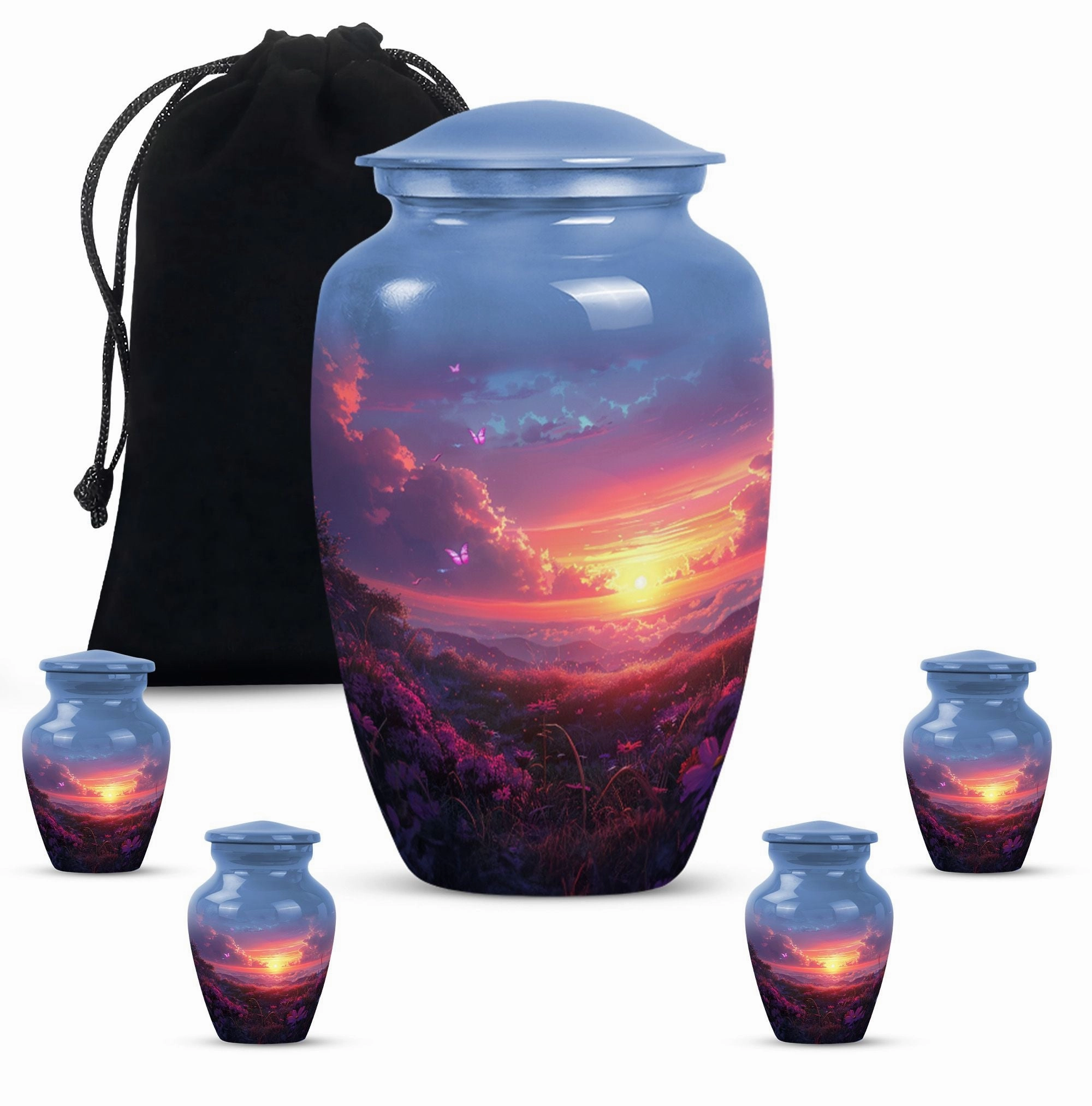 Purple Meadow : Cremation Personalized Urn for Human Ashes