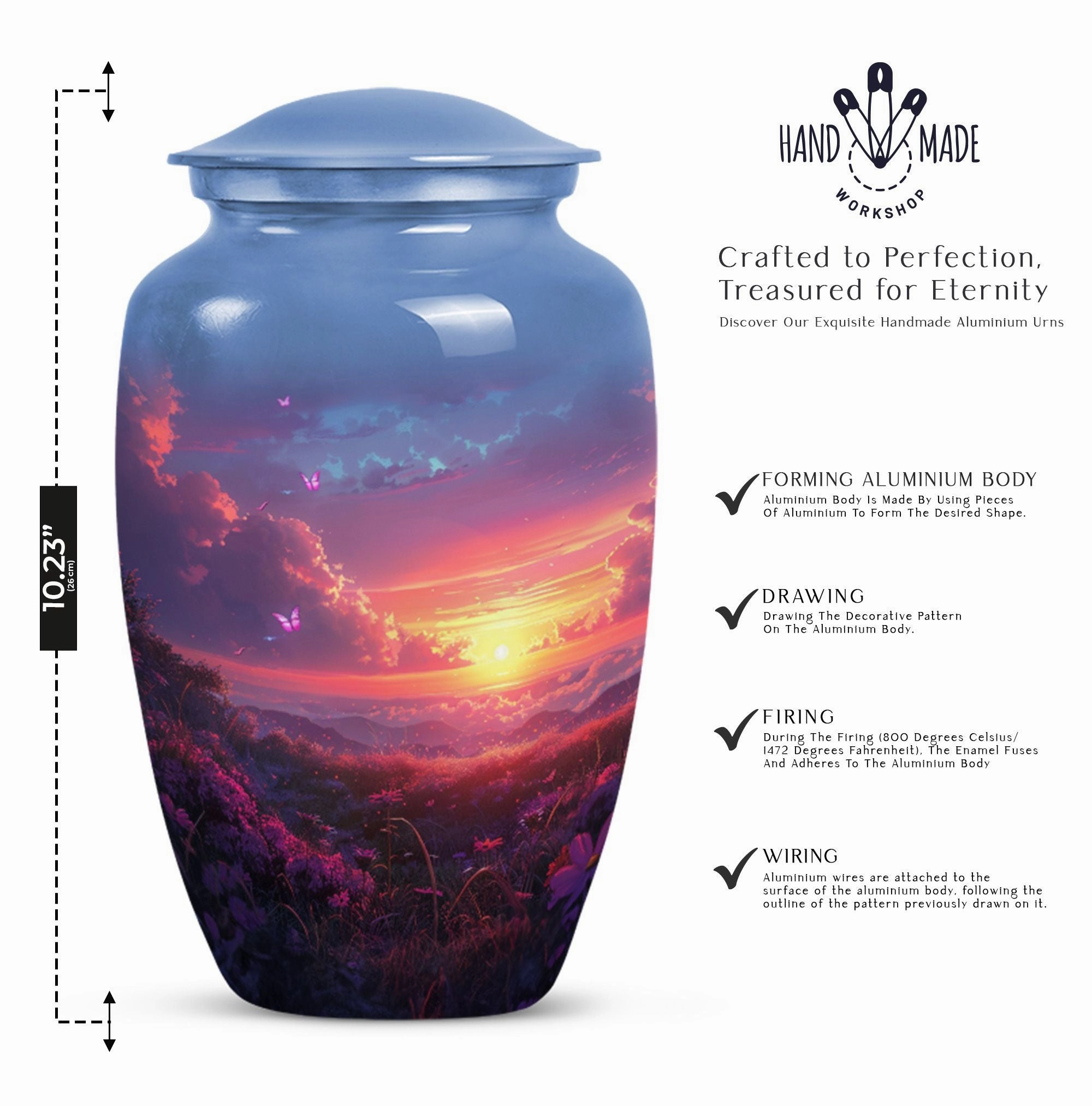 Purple Meadow : Cremation Personalized Urn for Human Ashes