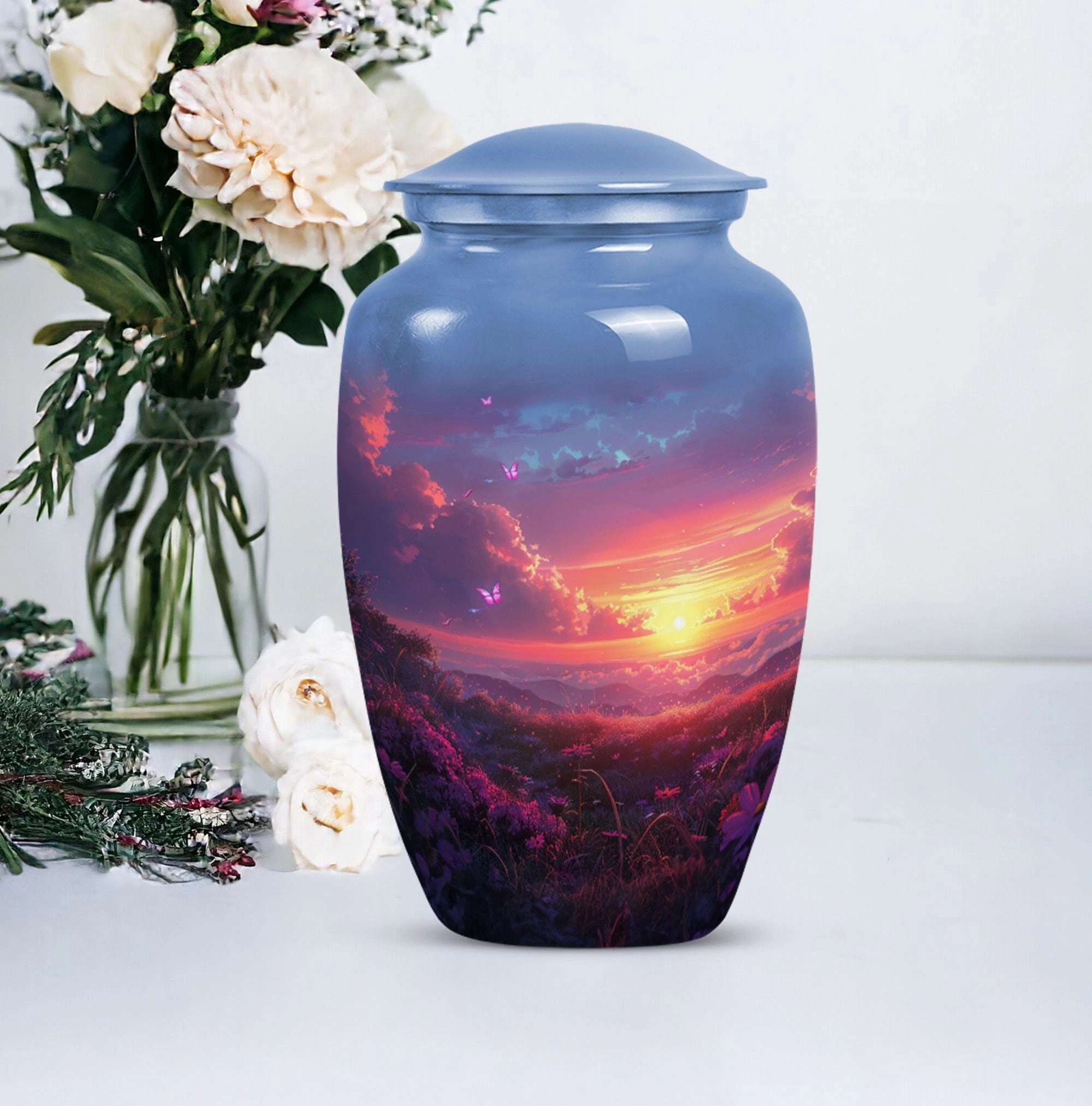 Purple Meadow : Cremation Personalized Urn for Human Ashes