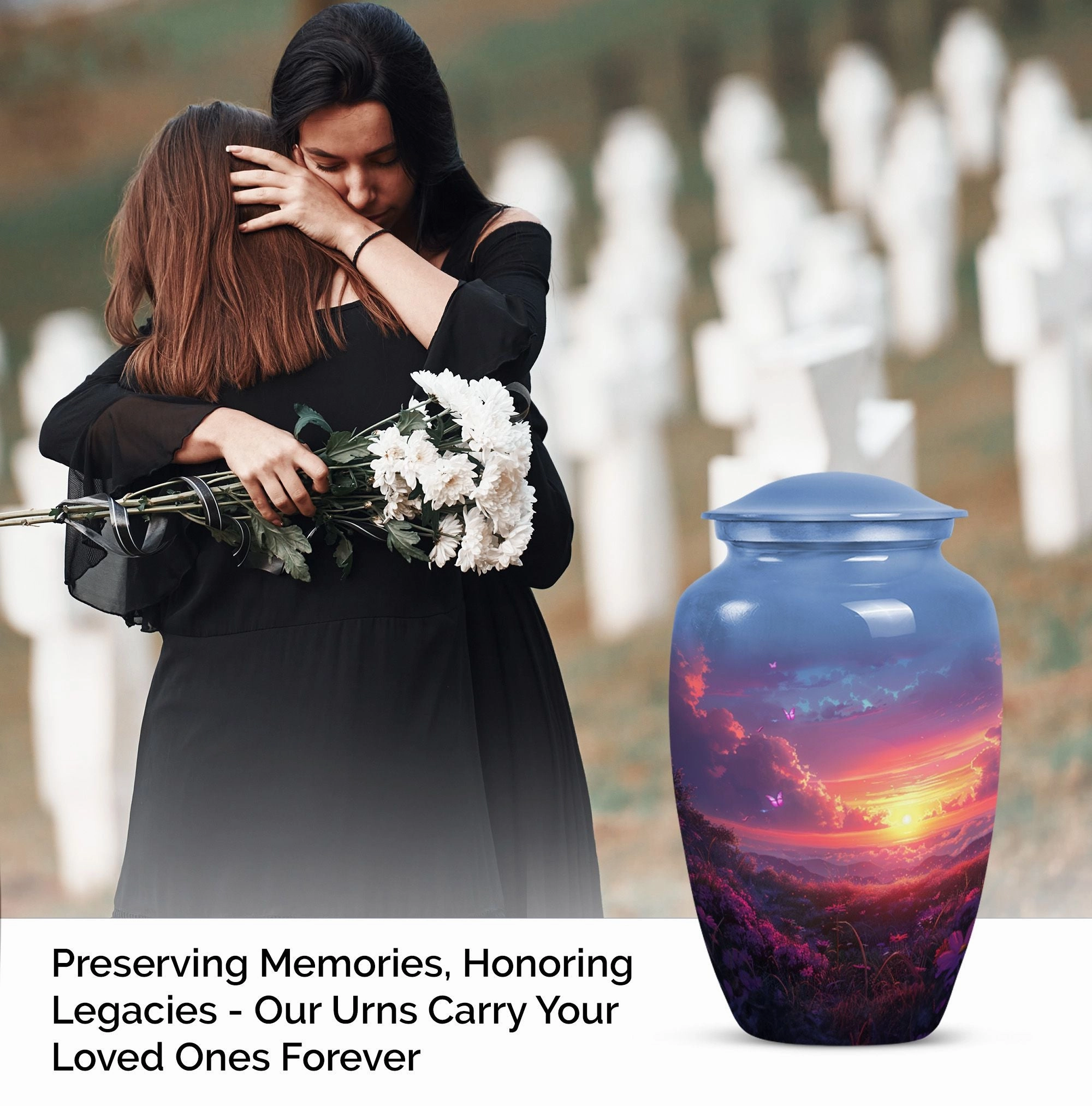 Purple Meadow : Cremation Personalized Urn for Human Ashes