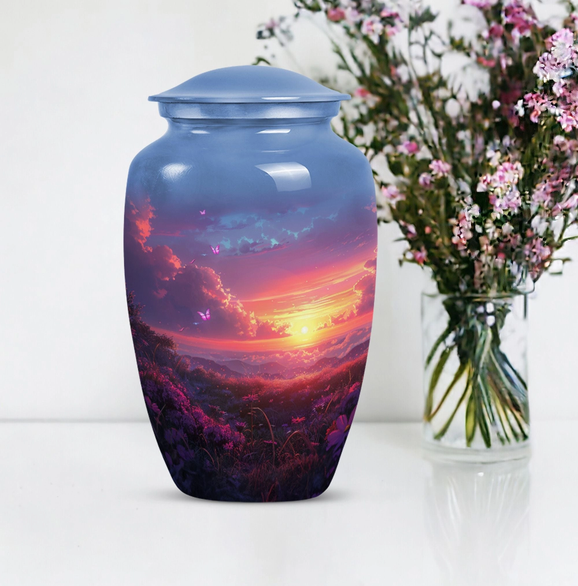 Purple Meadow : Cremation Personalized Urn for Human Ashes