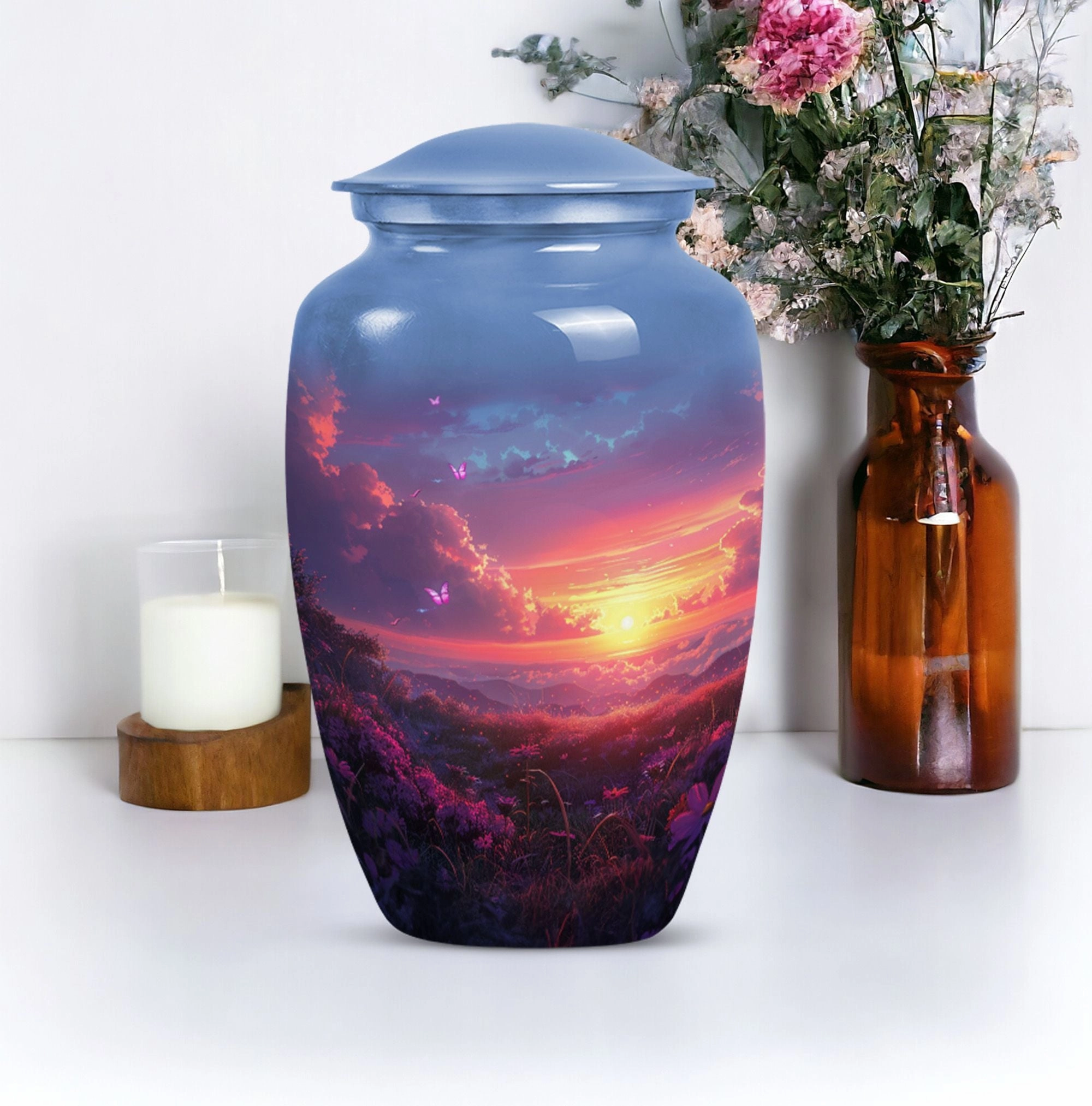 Purple Meadow : Cremation Personalized Urn for Human Ashes