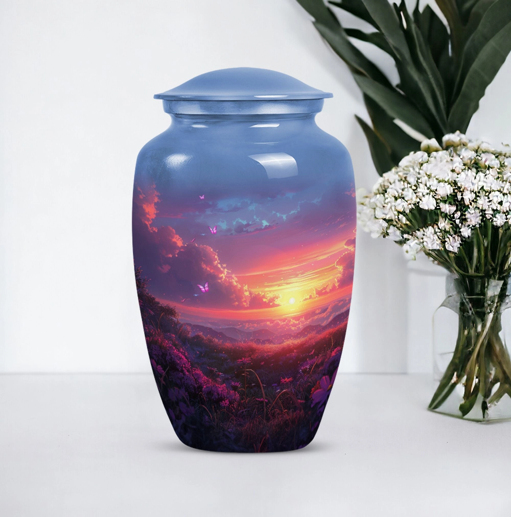 Purple Meadow : Cremation Personalized Urn for Human Ashes