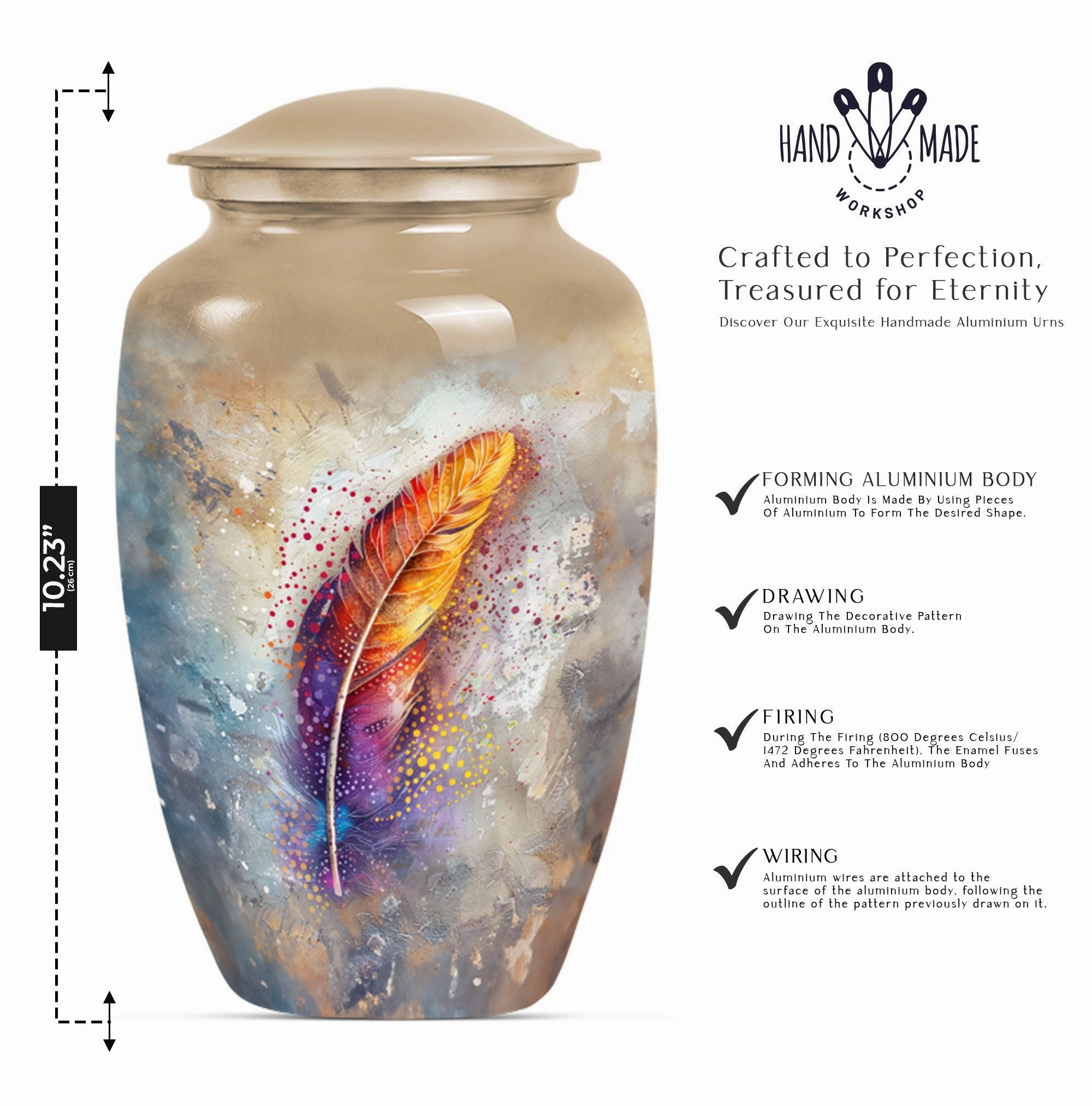 Purple Meadow - Feather Urn Memorial Urn for Adult Ashes