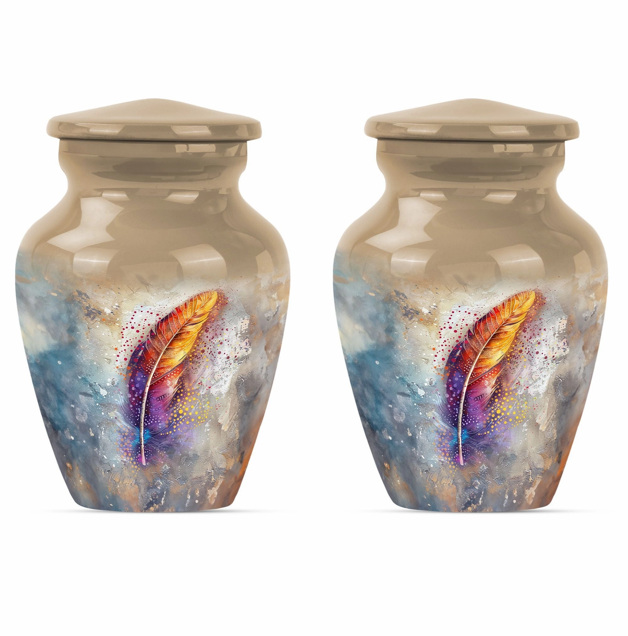 Purple Meadow - Feather Urn Memorial Urn for Adult Ashes