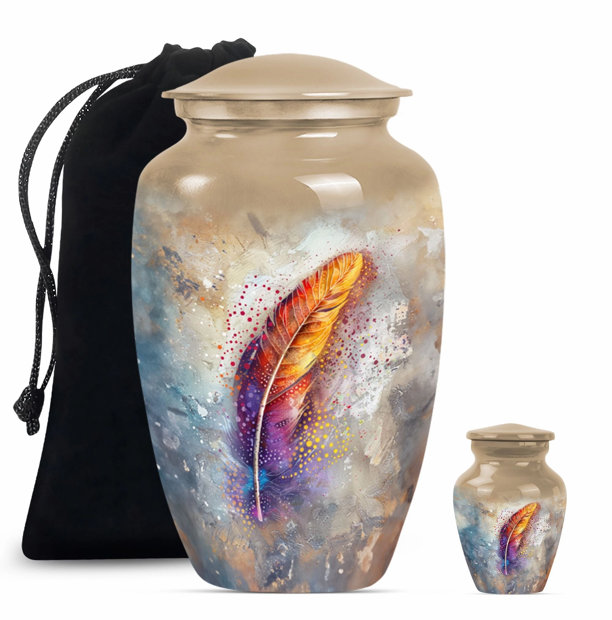 Purple Meadow - Feather Urn Memorial Urn for Adult Ashes